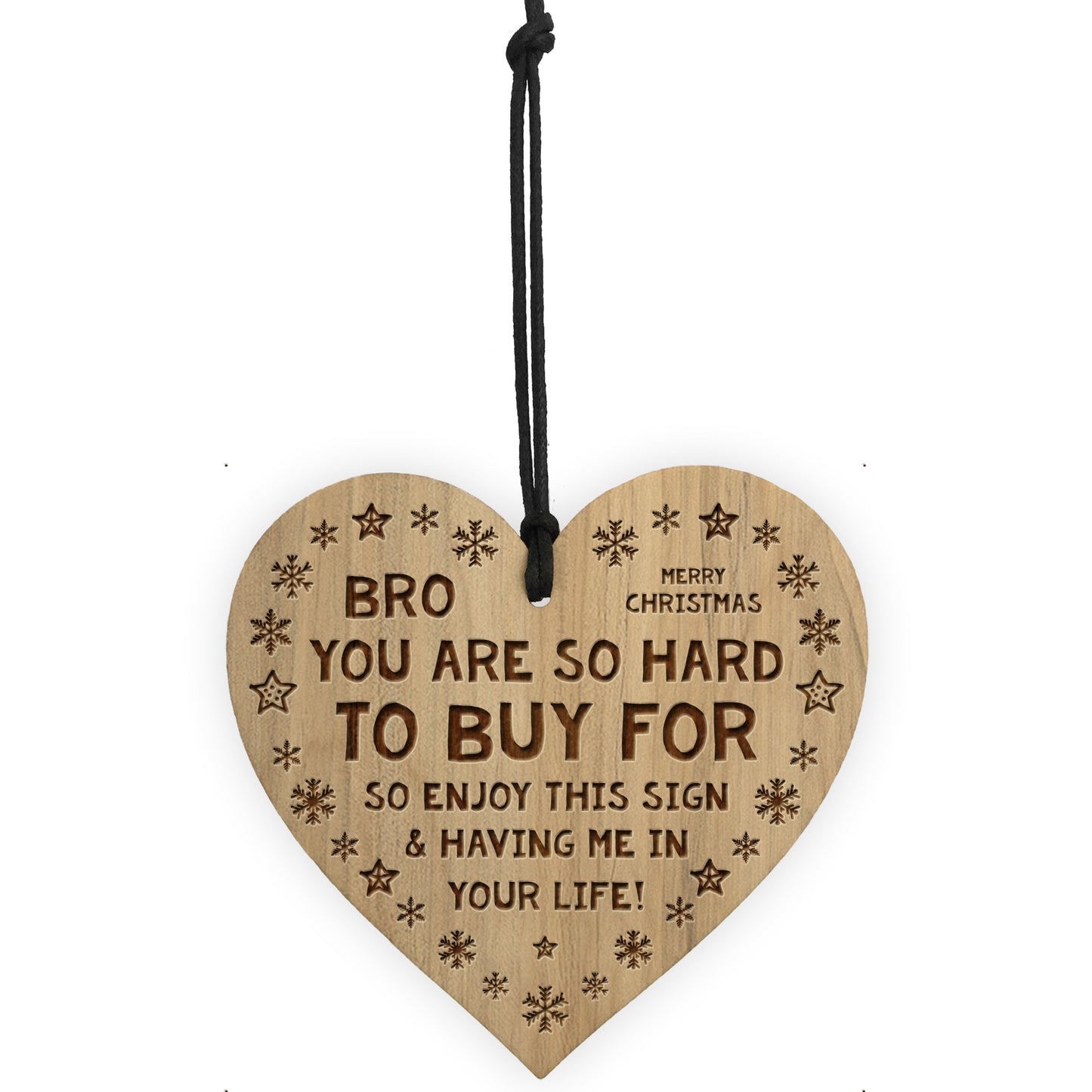 Funny Gift For Brother Christmas Engraved Wood Heart Joke