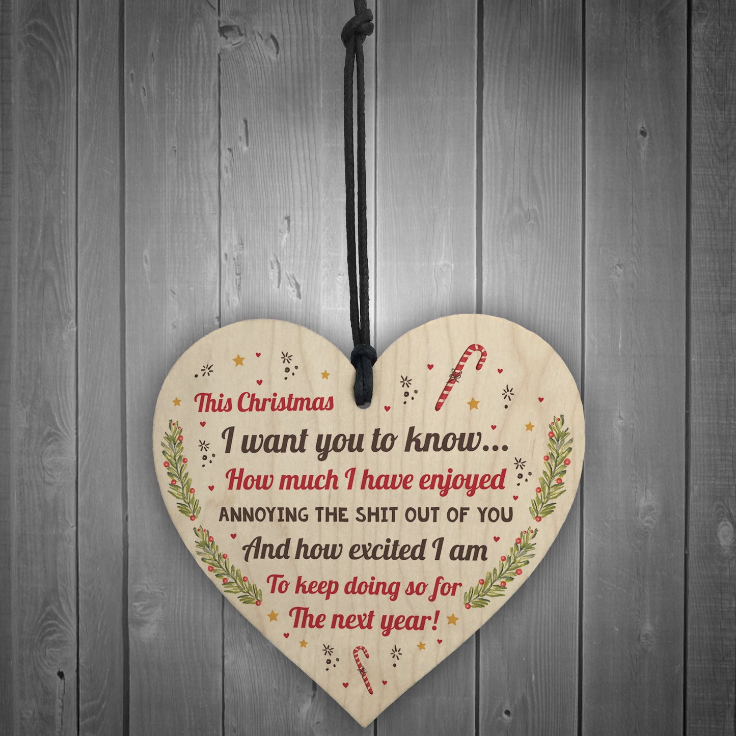 Christmas Card For Boyfriend Funny Christmas Gift Set Wood Heart