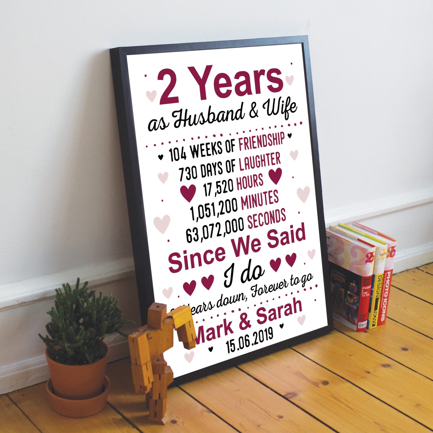 2nd Anniversary Gift Personalised Second Wedding Anniversary