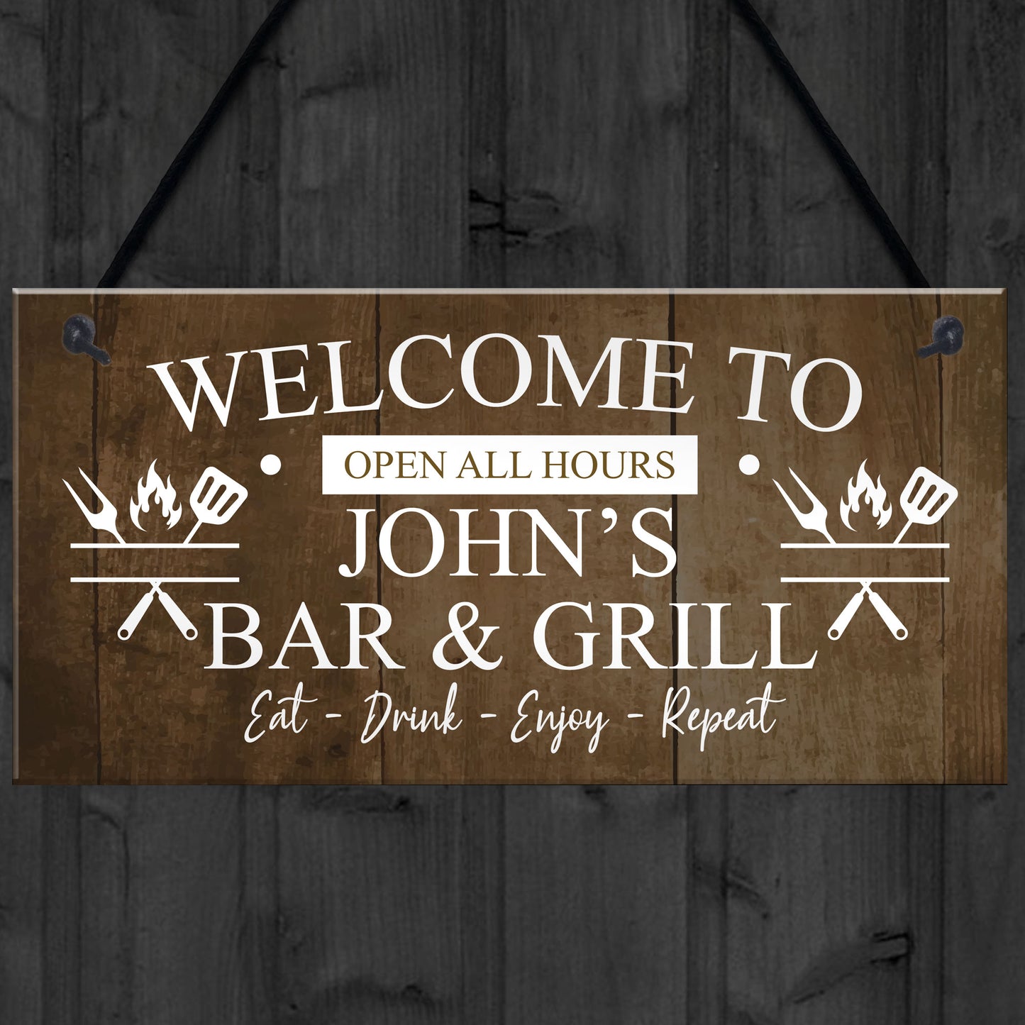 Vintage Bar And Grill Man Cave BBQ Shed Sign Personalised Beer