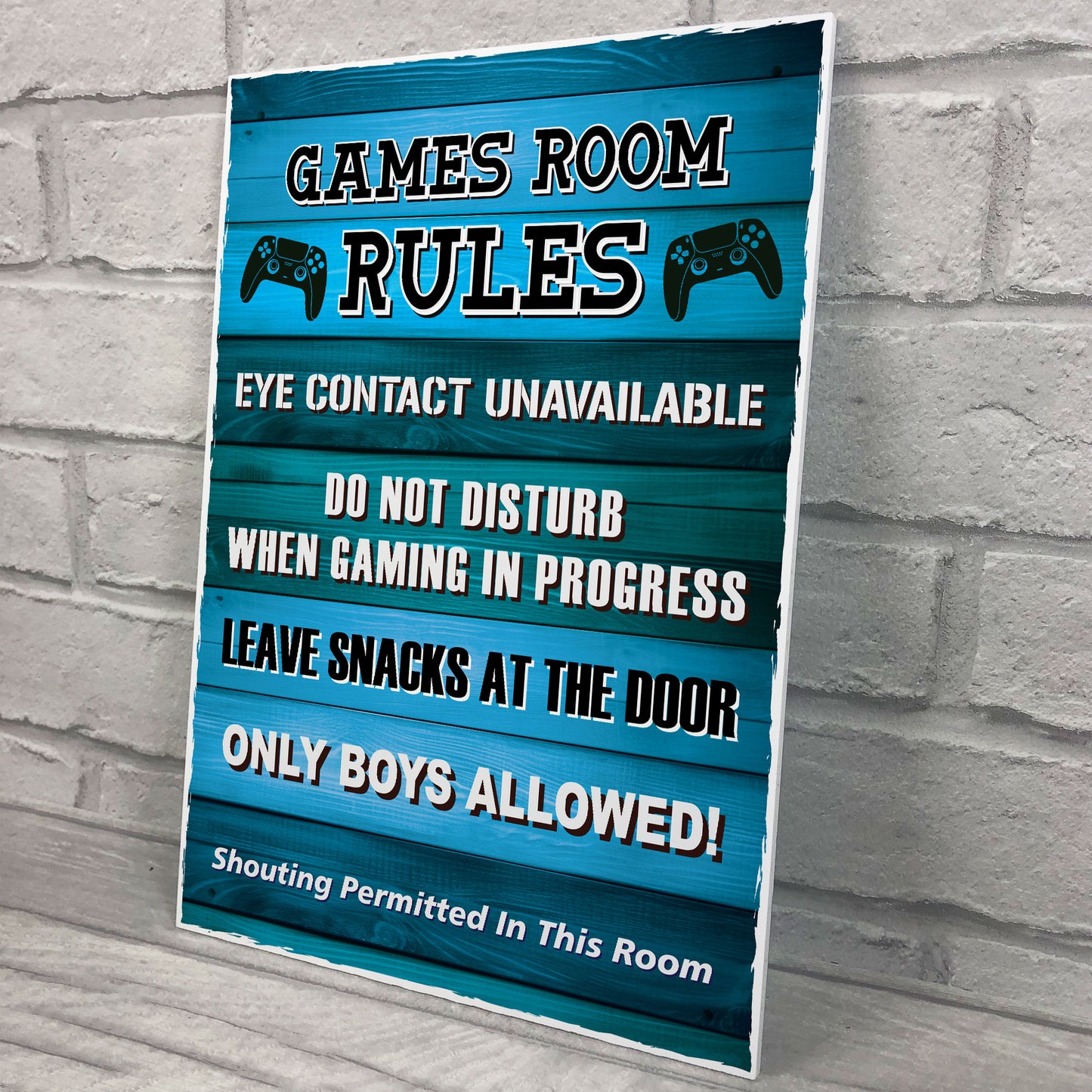 Games Room Rules Novelty Bedroom Wall Plaque Gamer Gift For Boys