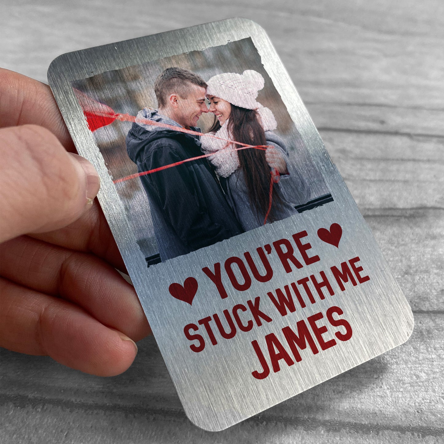 Personalised Gift For Boyfriend METAL Keepsake Photo Card