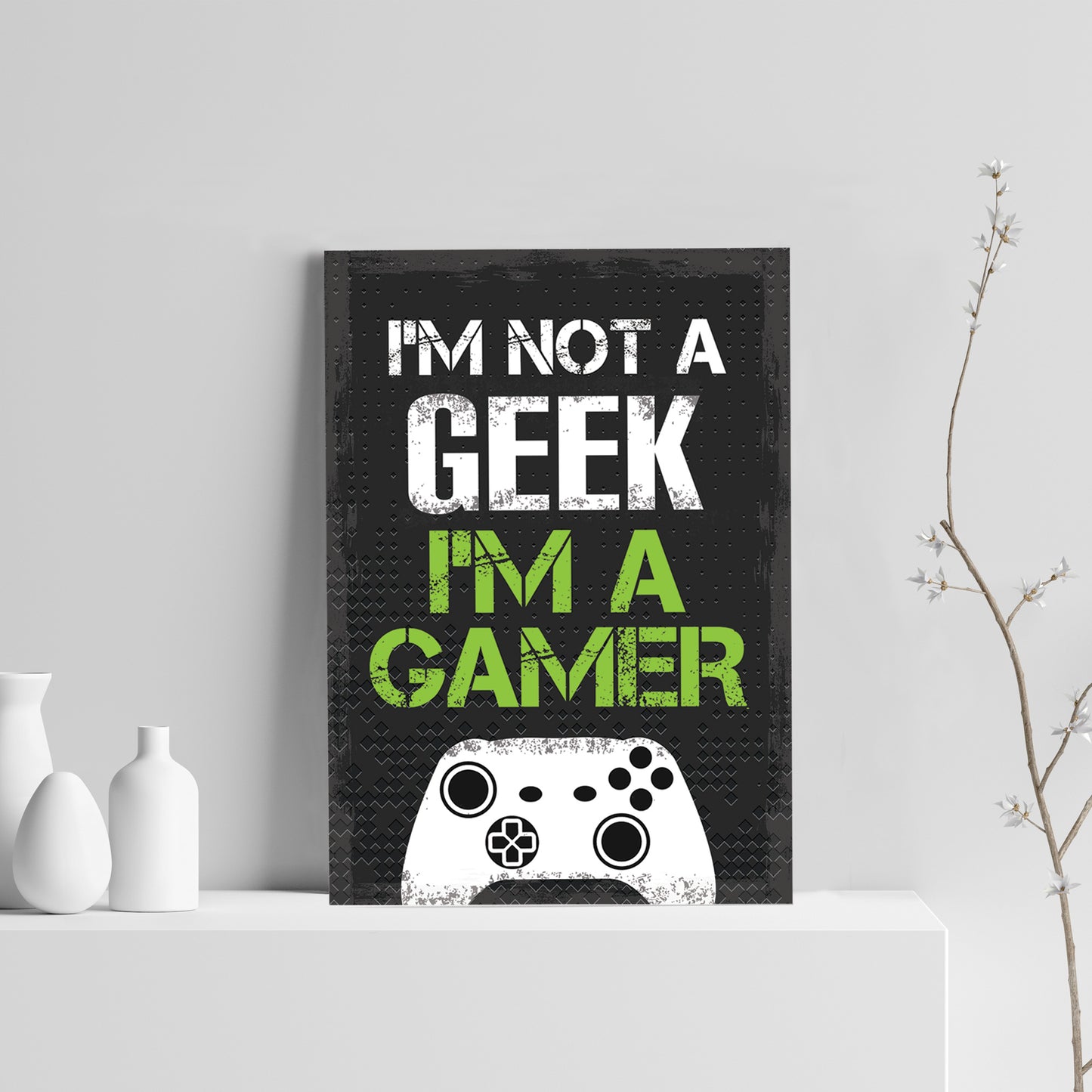 Not A Geek I'm A Gamer Black Gaming Sign For Boys Bedroom