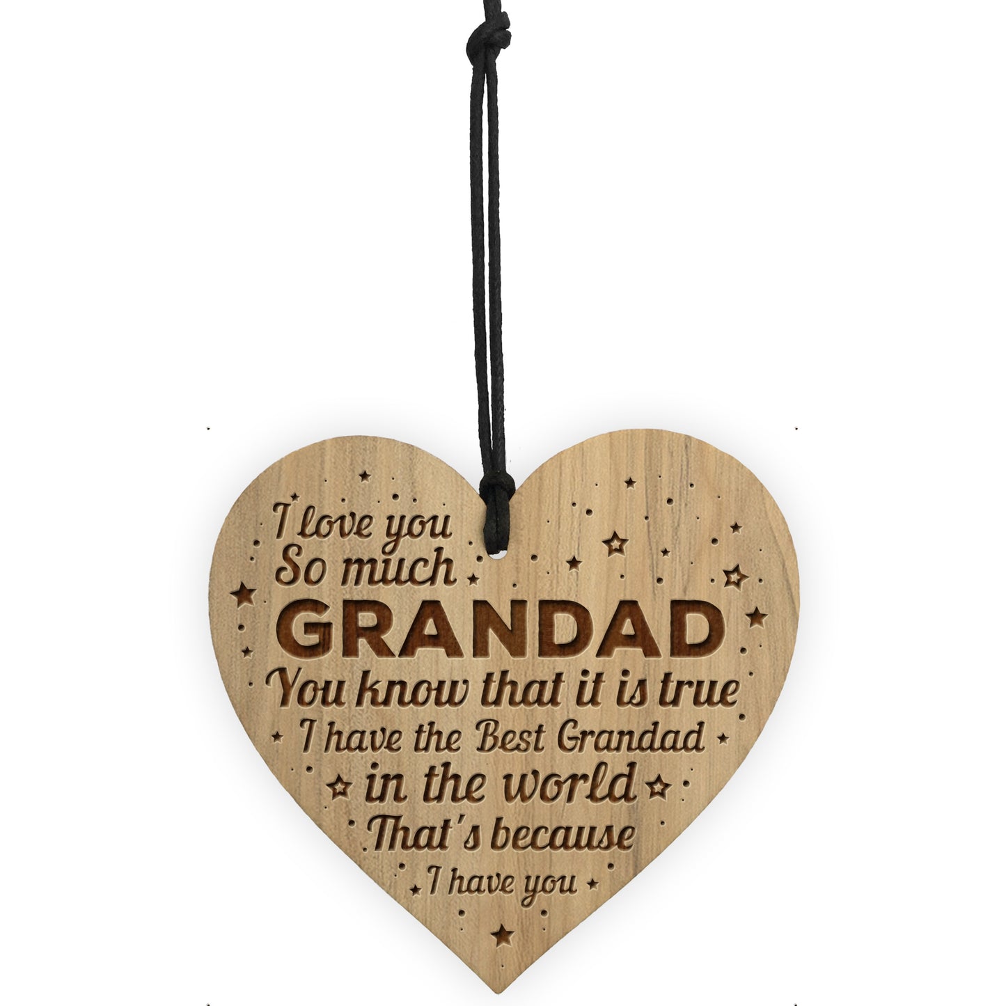 Novelty Grandad Gift LOVE YOU Engraved Heart Grandad Birthday