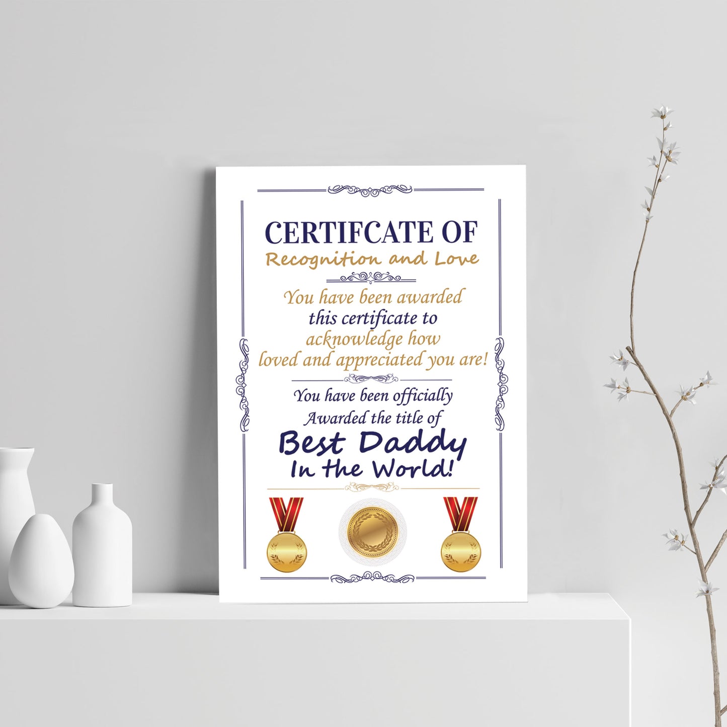 Novelty Certificate Fathers Day Birthday Funny Gift For Daddy
