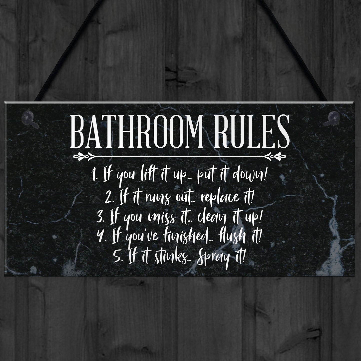 Bathroom Rules Marble Theme Home Decor Bathroom Toilet Sign