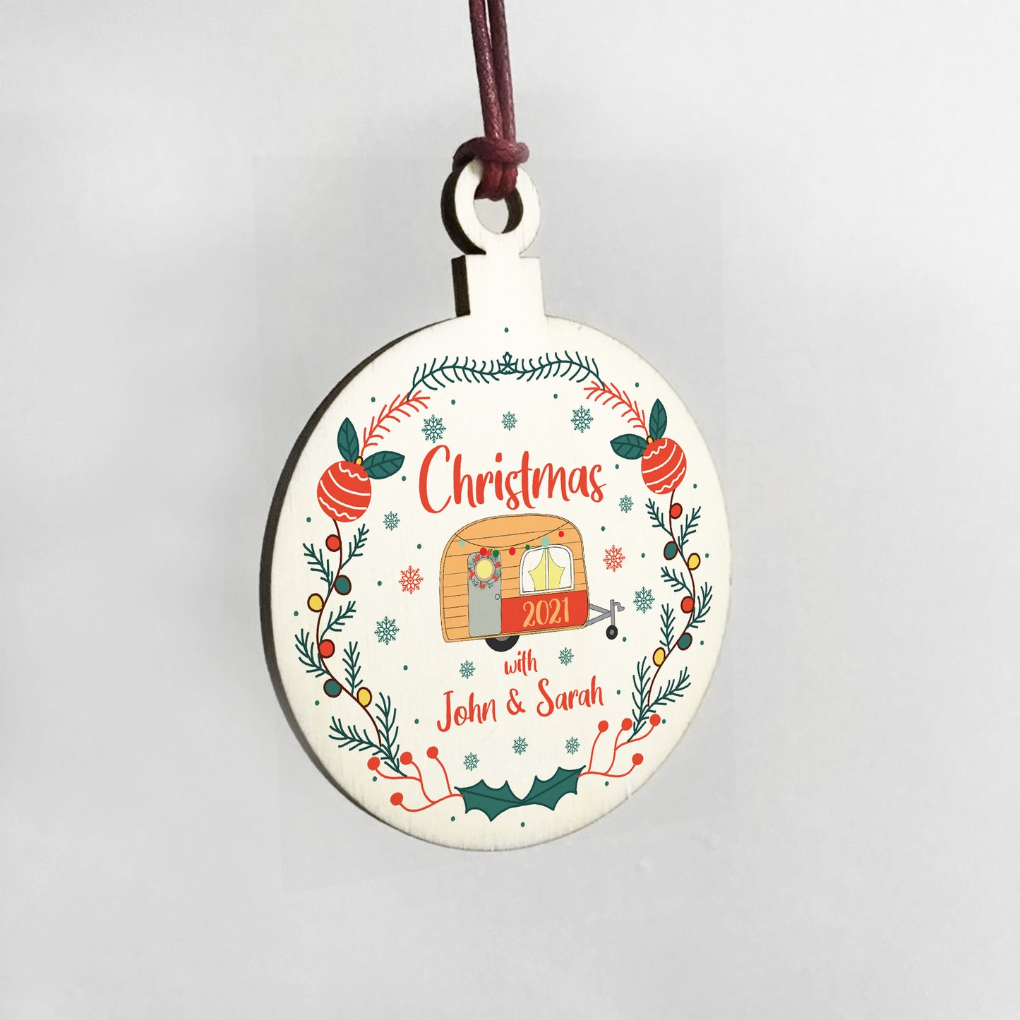 Caravan Lover Gift Personalised Christmas Tree Decoration