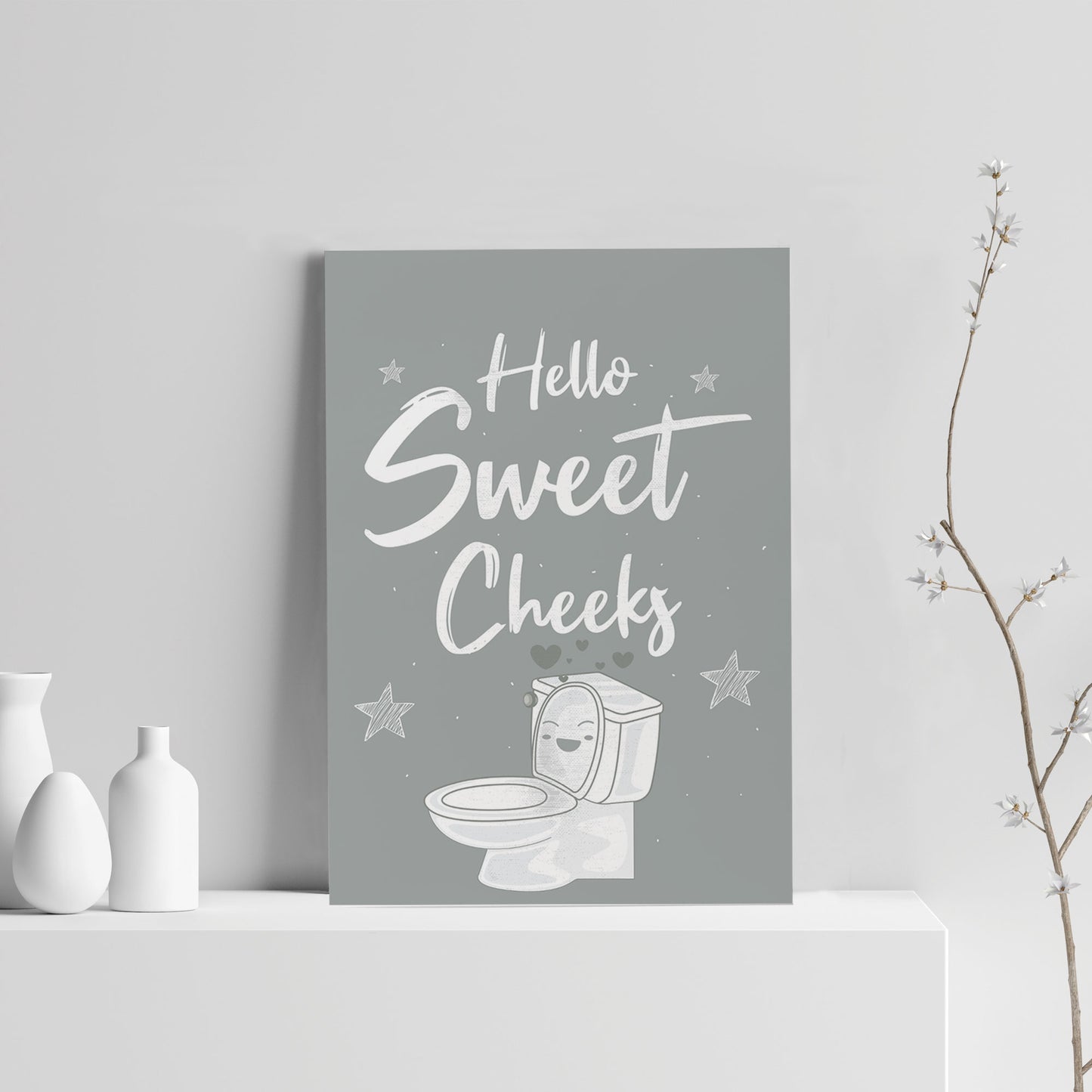 Funny Bathroom Print Hello Sweet Cheeks Toilet Loo Sign Wall Art