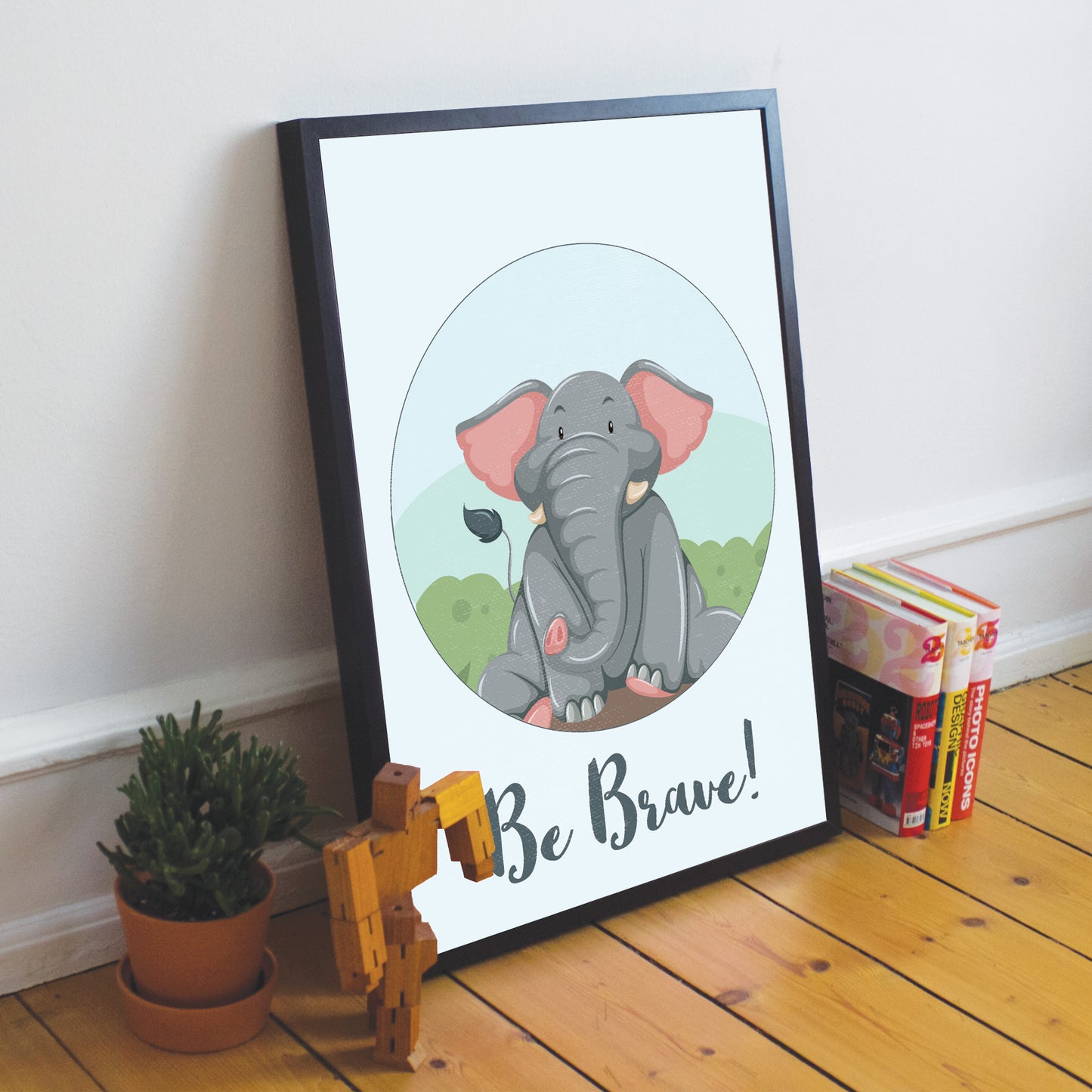 Framed Animal Elephant Print For Nursery Nursery Wall Art Decor