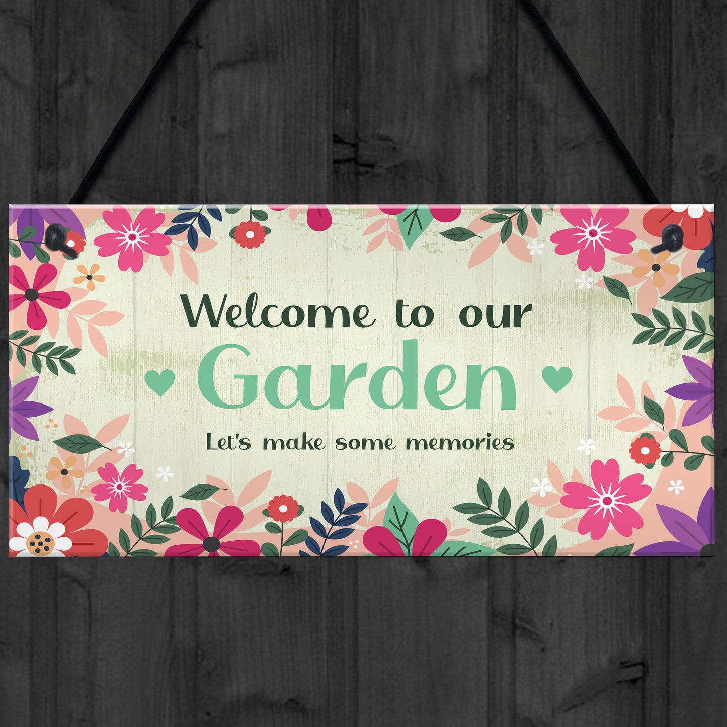 Welcome To Our Garden Sign Hanging Wall Door Sign Friendship