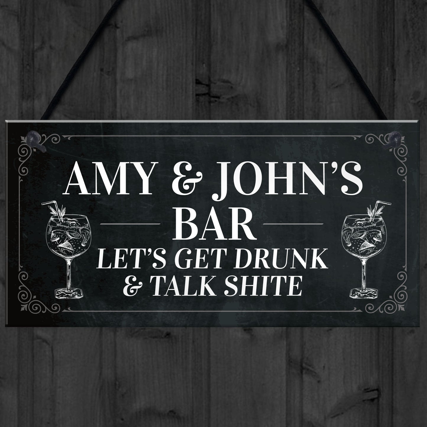 Hanging Home Bar Personalised Plaque Home Decor Man Cave Pub