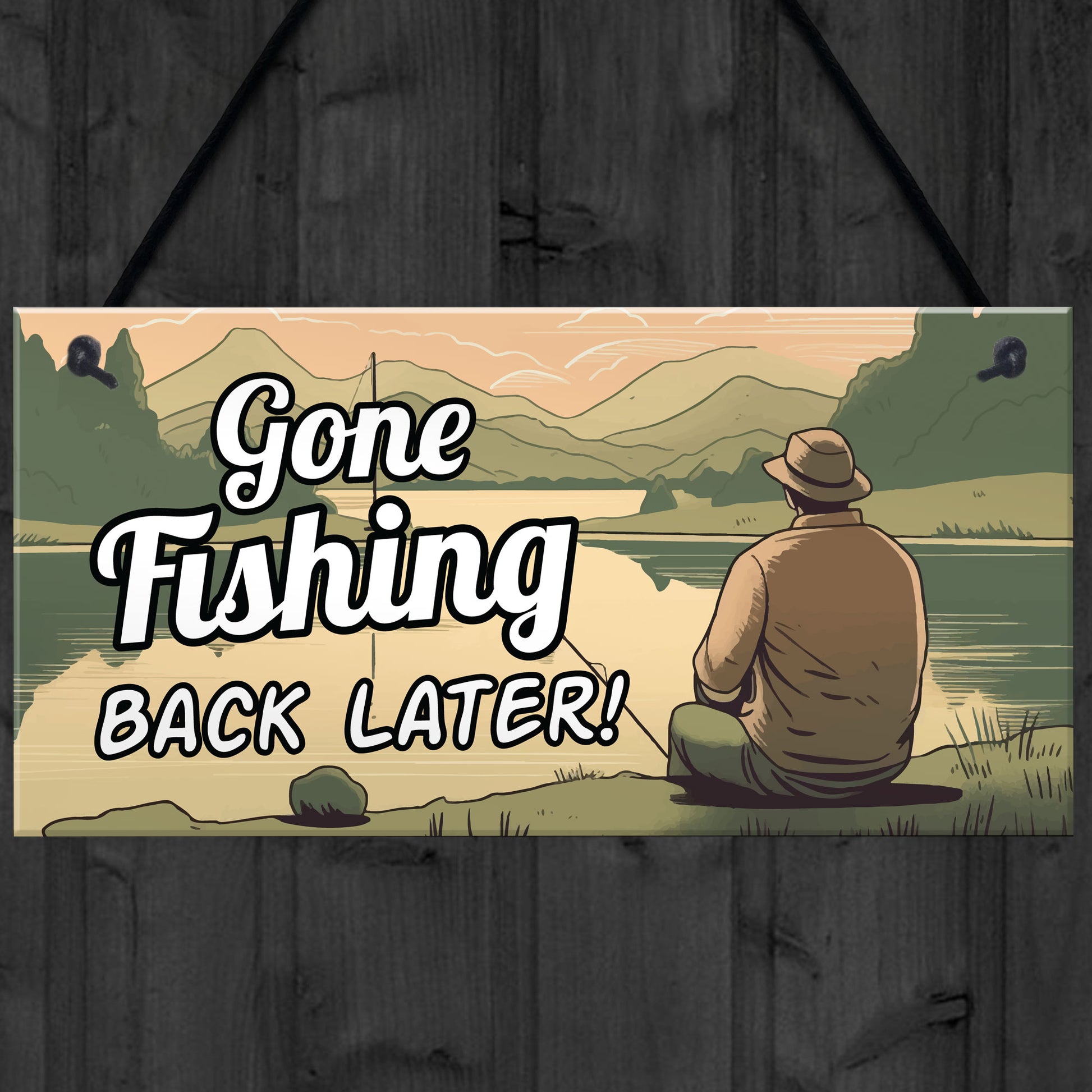 Gone Fishing Hanging Plaque Novelty Fishing Gifts For Men Dad
