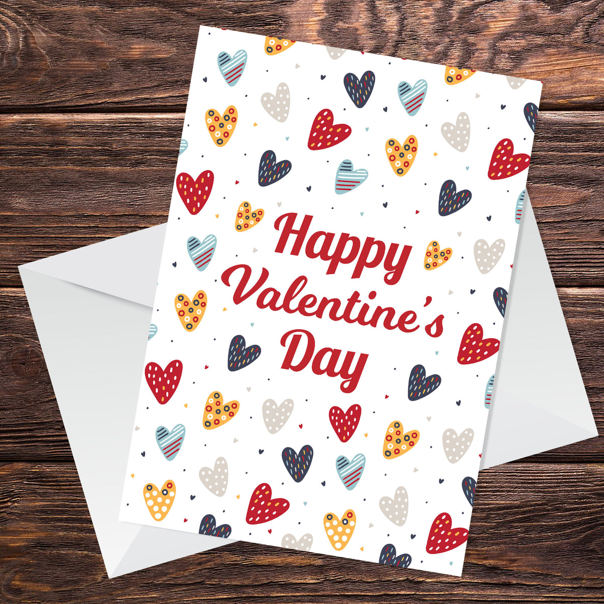 Happy Valentine's Day Card For Girlfriend Wife Cute Hearts