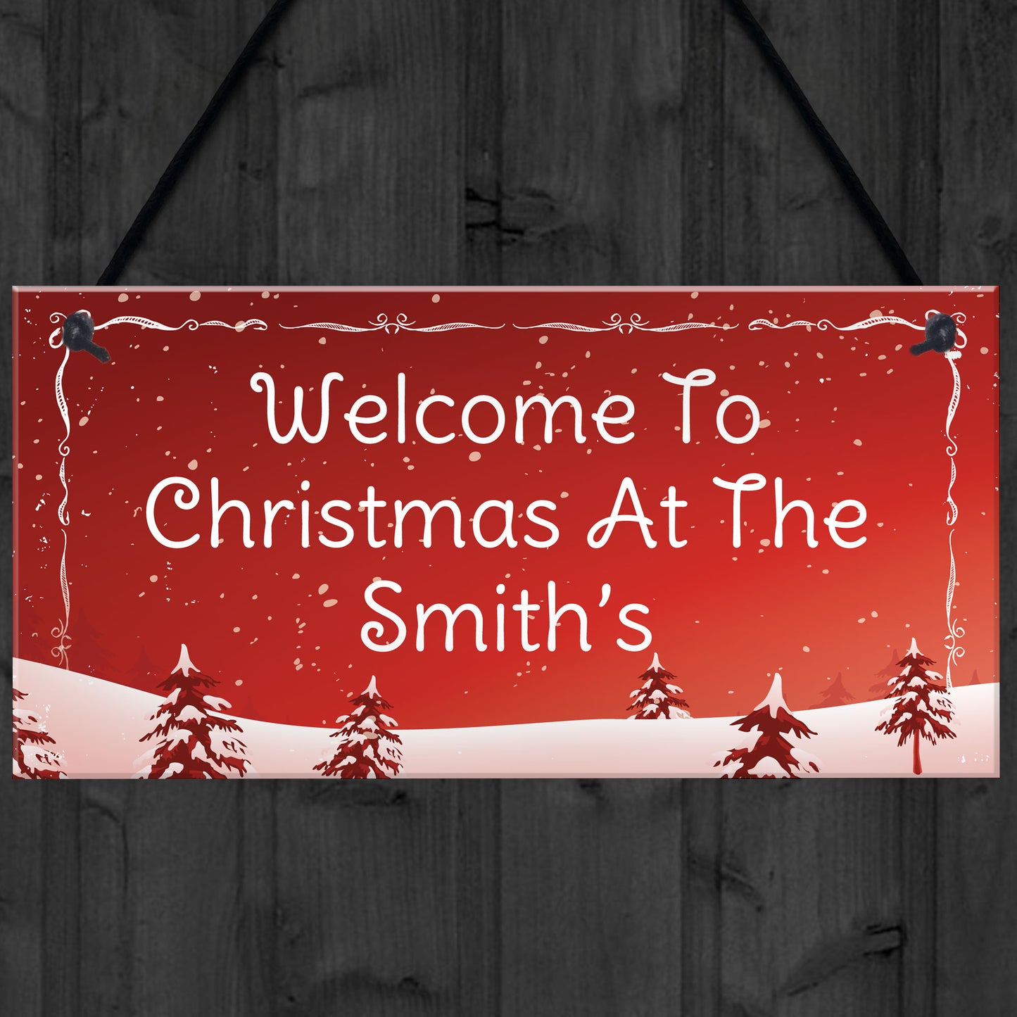 Personalised Hanging Christmas Decoration Welcome Plaque