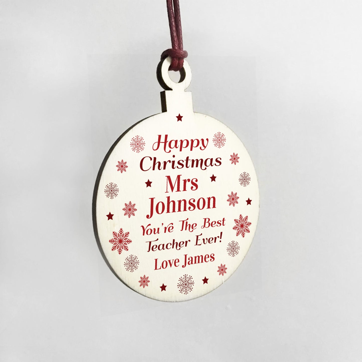 Personalised Happy Christmas Teacher TA Assistant Bauble Gift