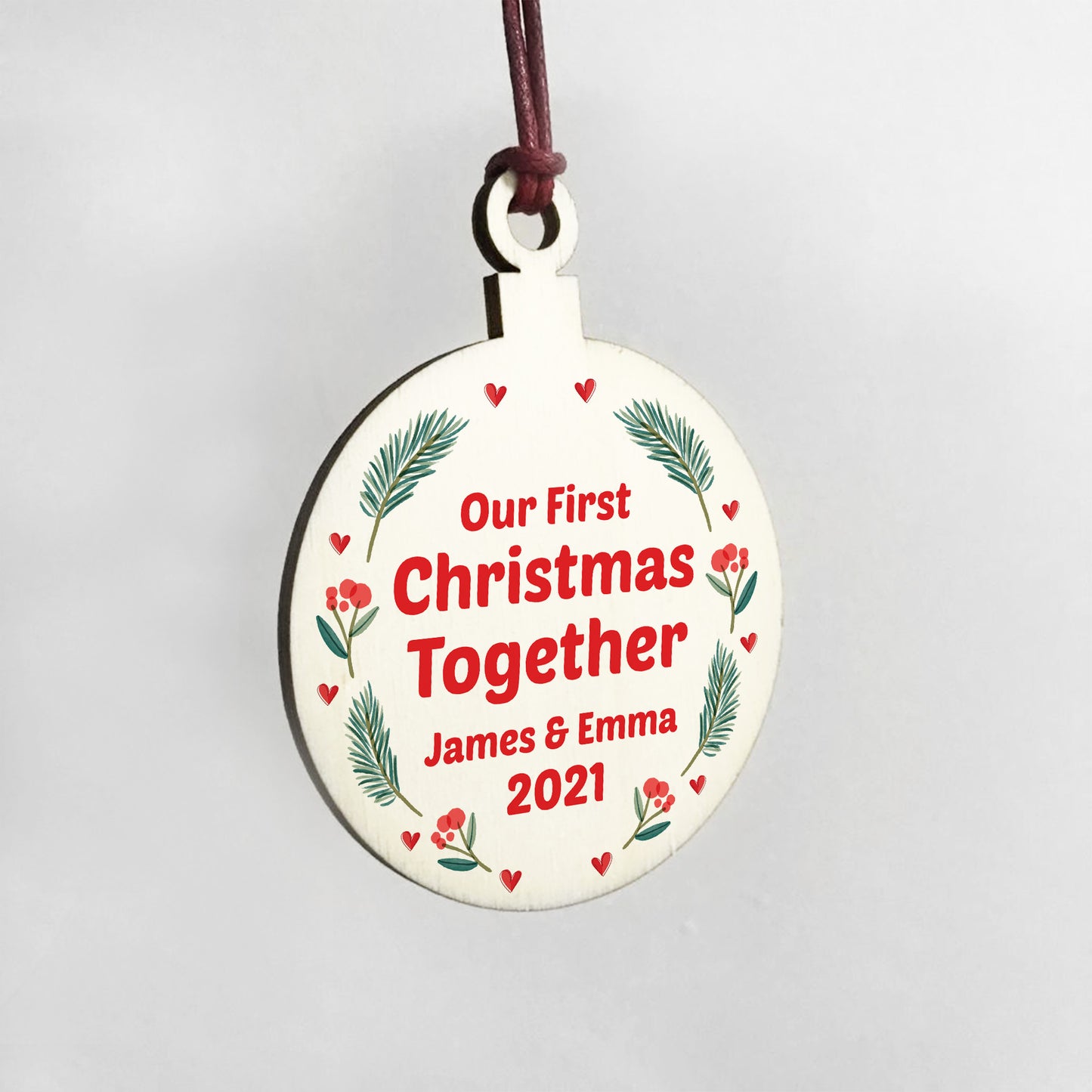 First Christmas Together Personalised Wood Bauble Gifts