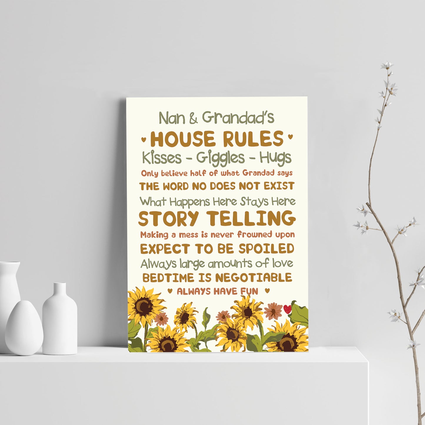 Nan And Grandad Gifts Wall Print Nan Grandad Birthday Christmas