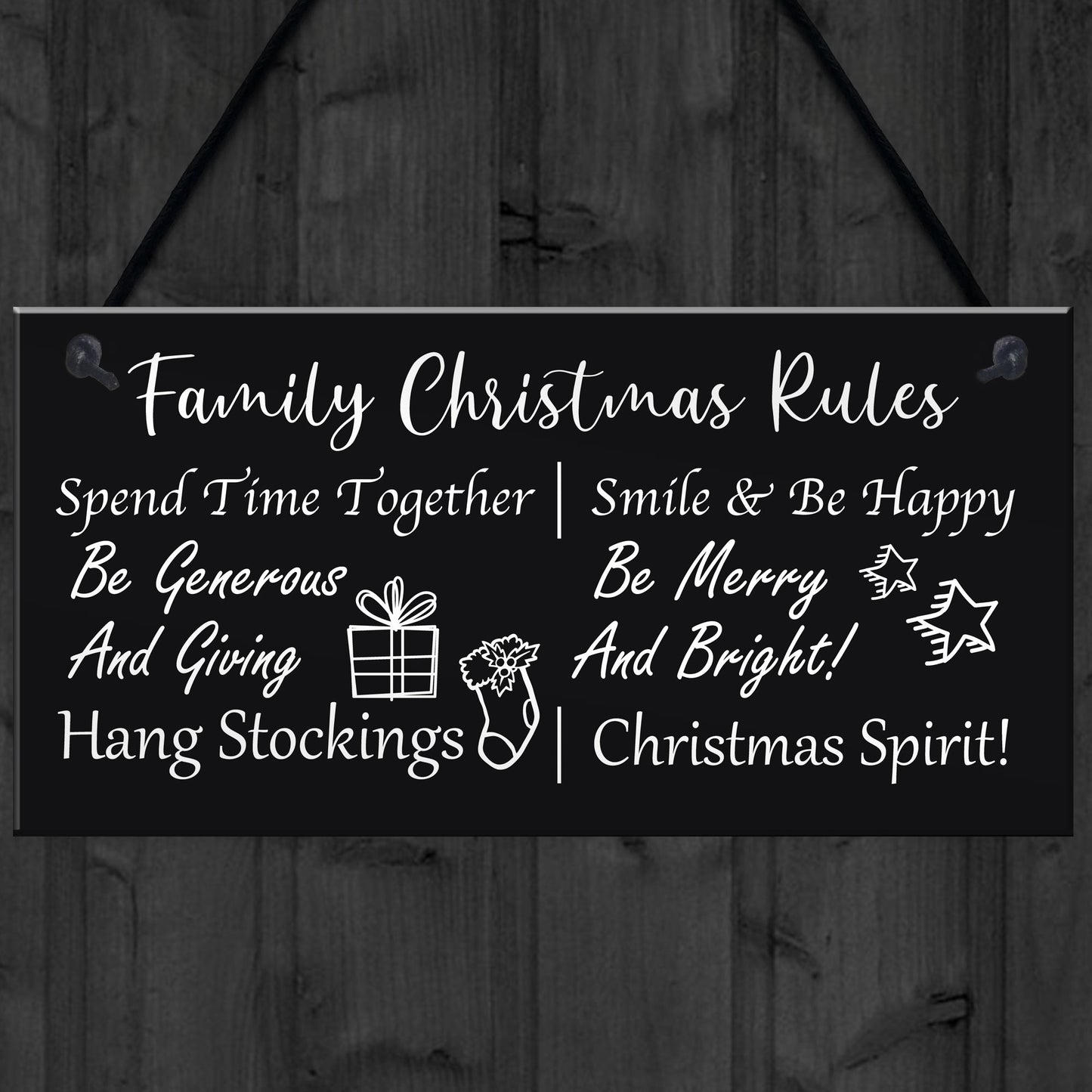 Funny Family Christmas Rules Sign Christmas Decoration Gift