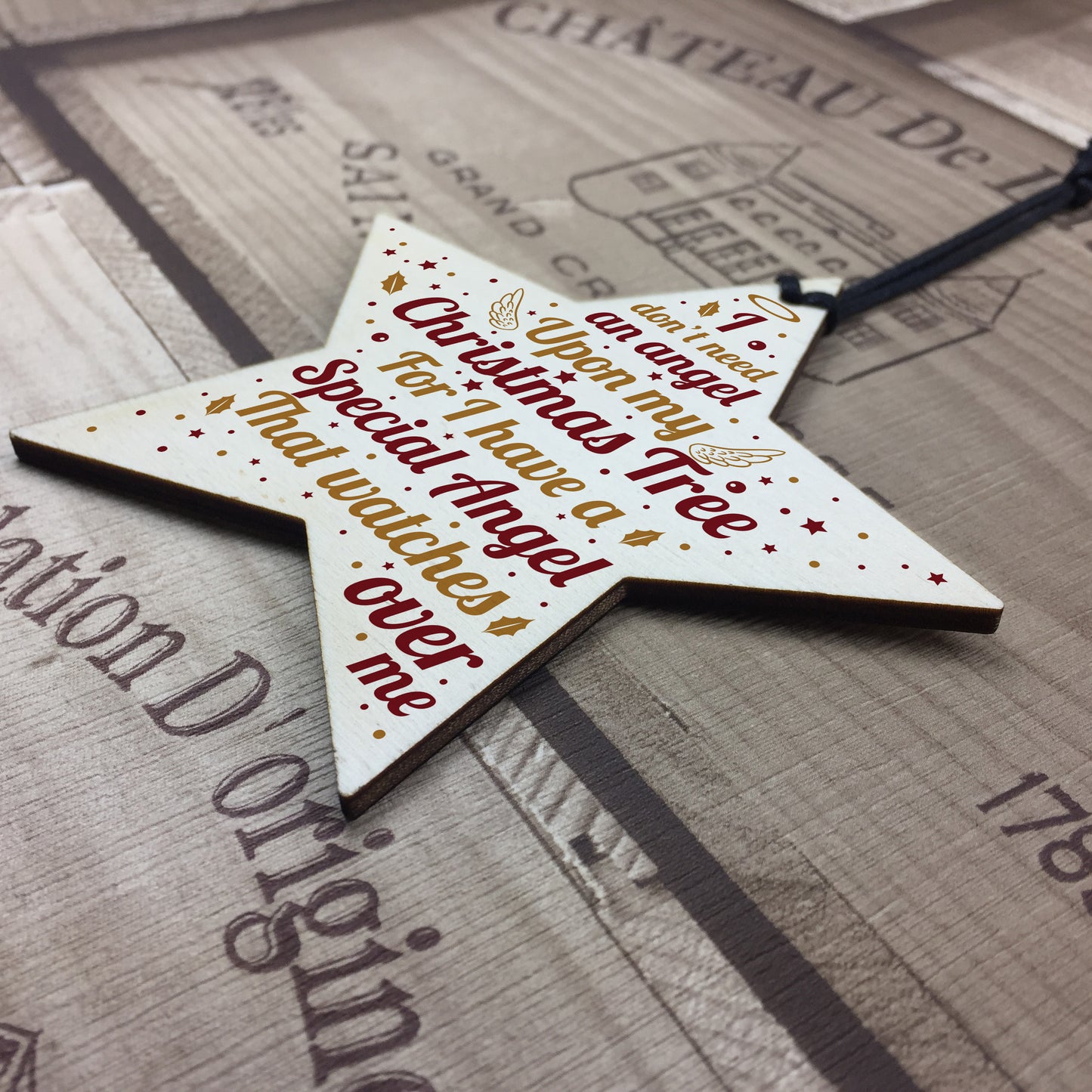 Mum Dad Nan Grandad Memorial Gift Wood Star Christmas Decoration