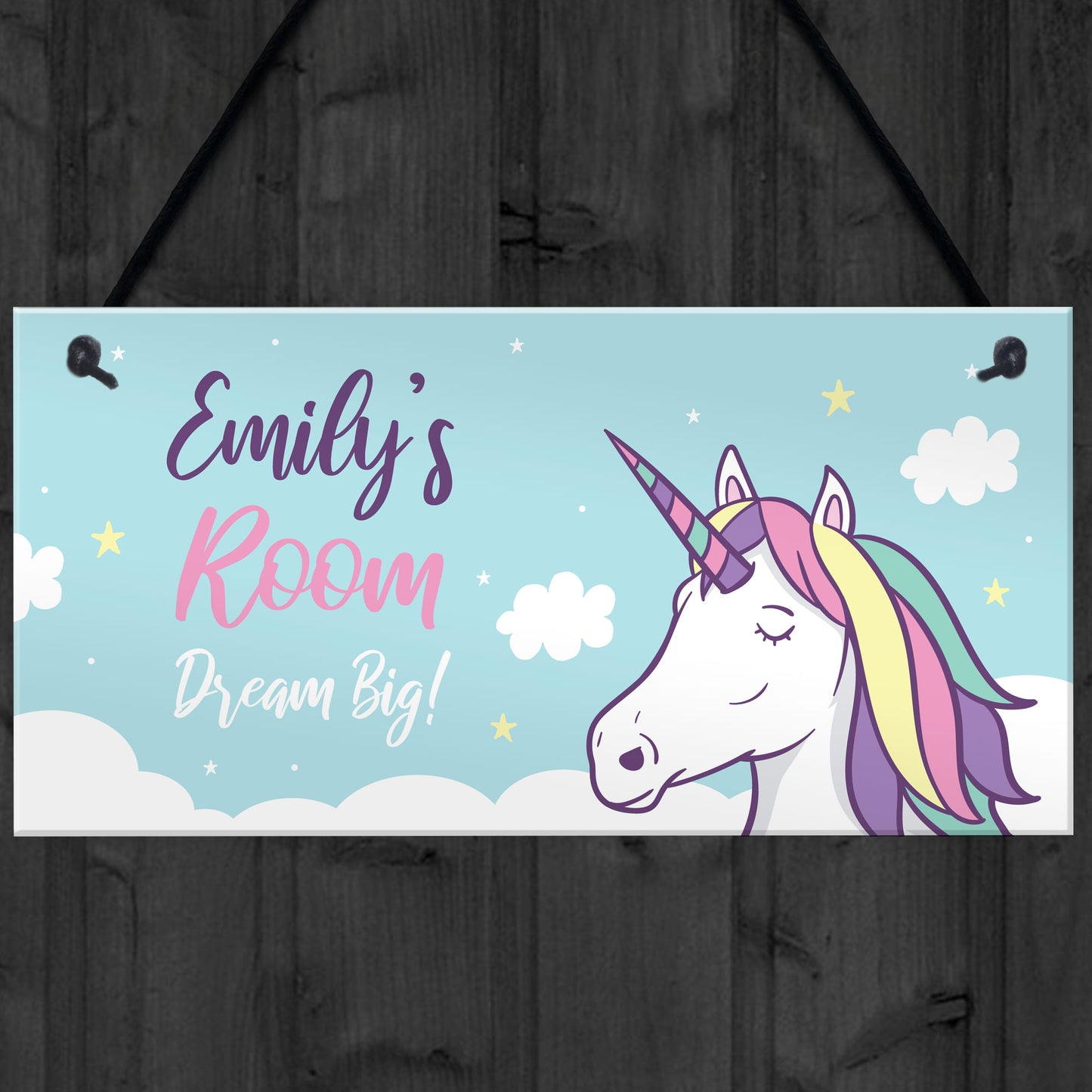Girls Personalised Unicorn Bedroom Door Sign Birthday Christmas