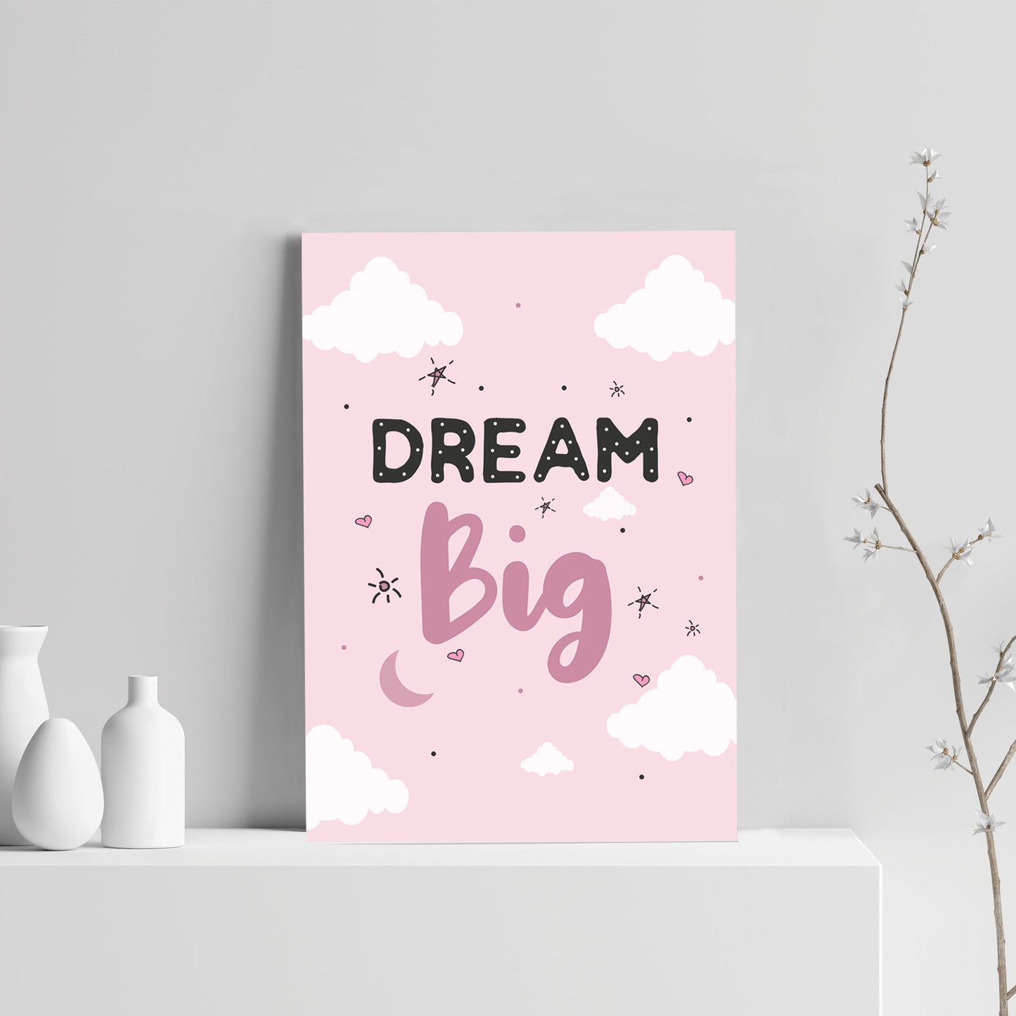 DREAM BIG Pink Bedroom Decor Girls Bedroom Nursery Accessories