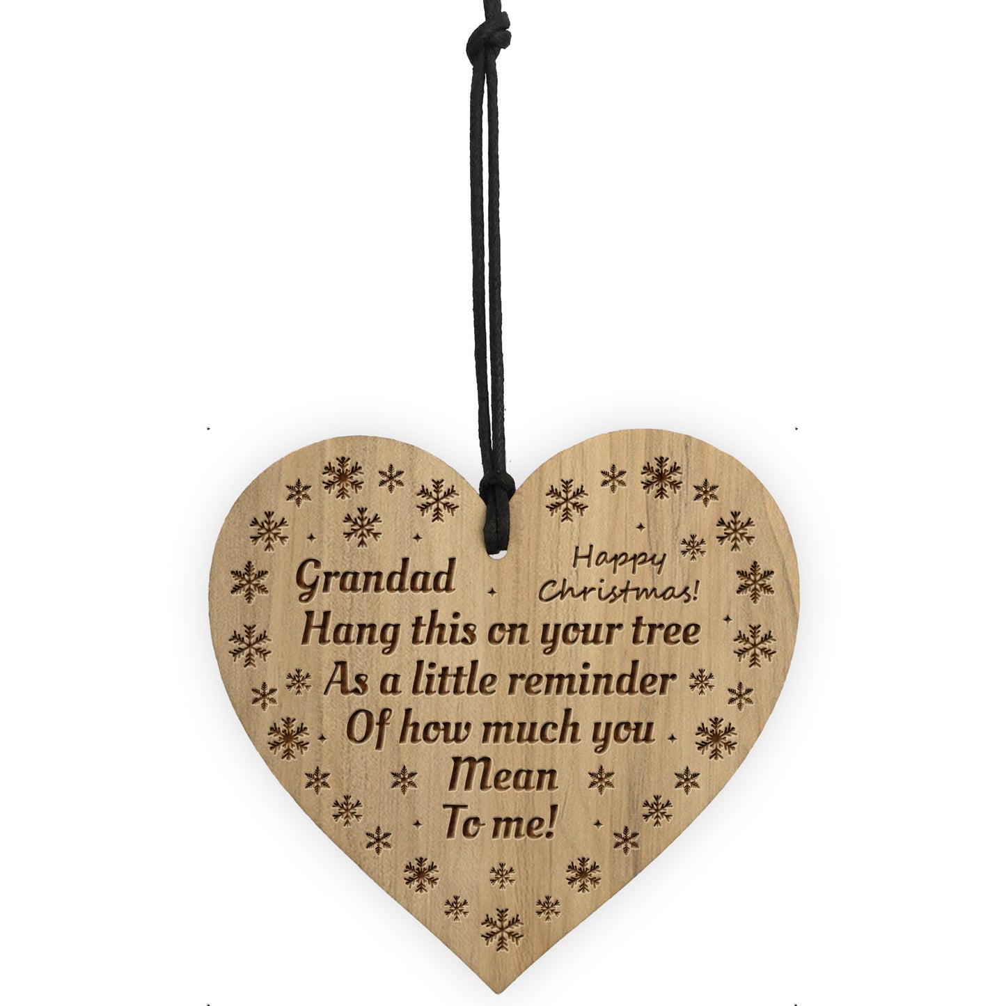 Cute Grandad Gift For Christmas Engraved Heart Decoration