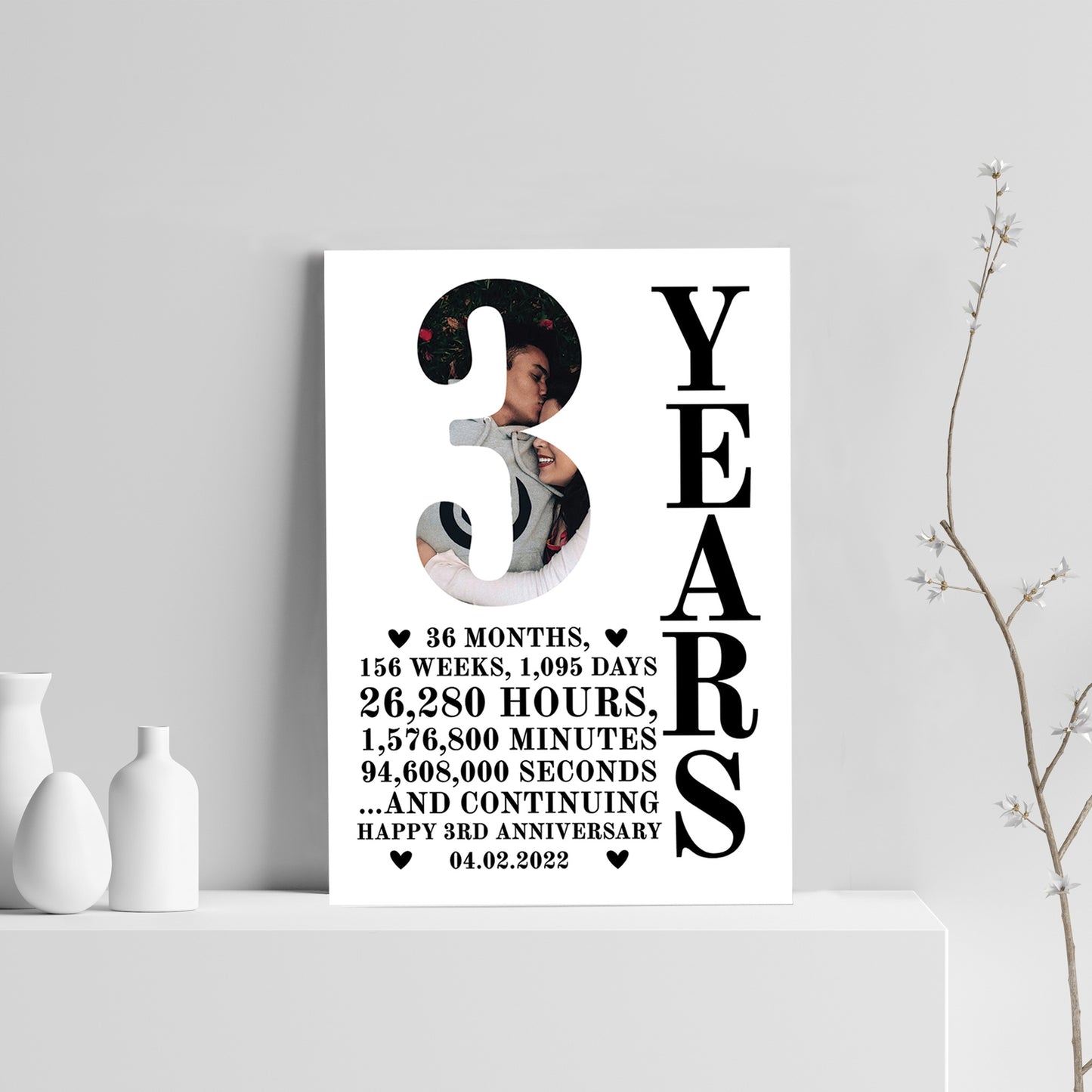 3rd Anniversary Gift Print Personalised Photo Husband Wife Him