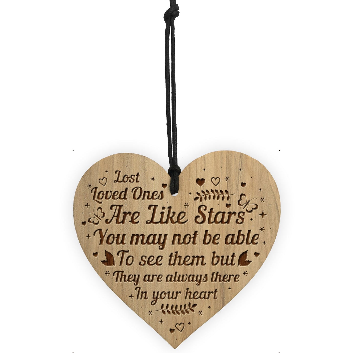 Memorial In Loving Memory Plaque Engraved Wood Heart Christmas