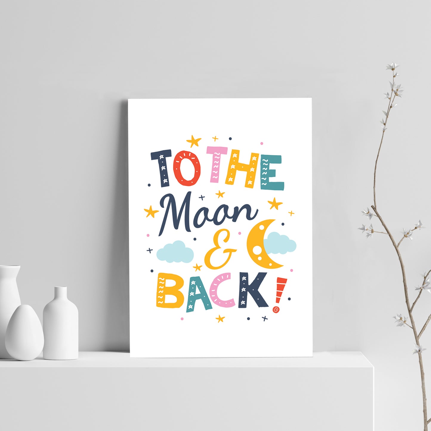 Nursery Print Moon And Back Child Kids Room Pictures Wall Art