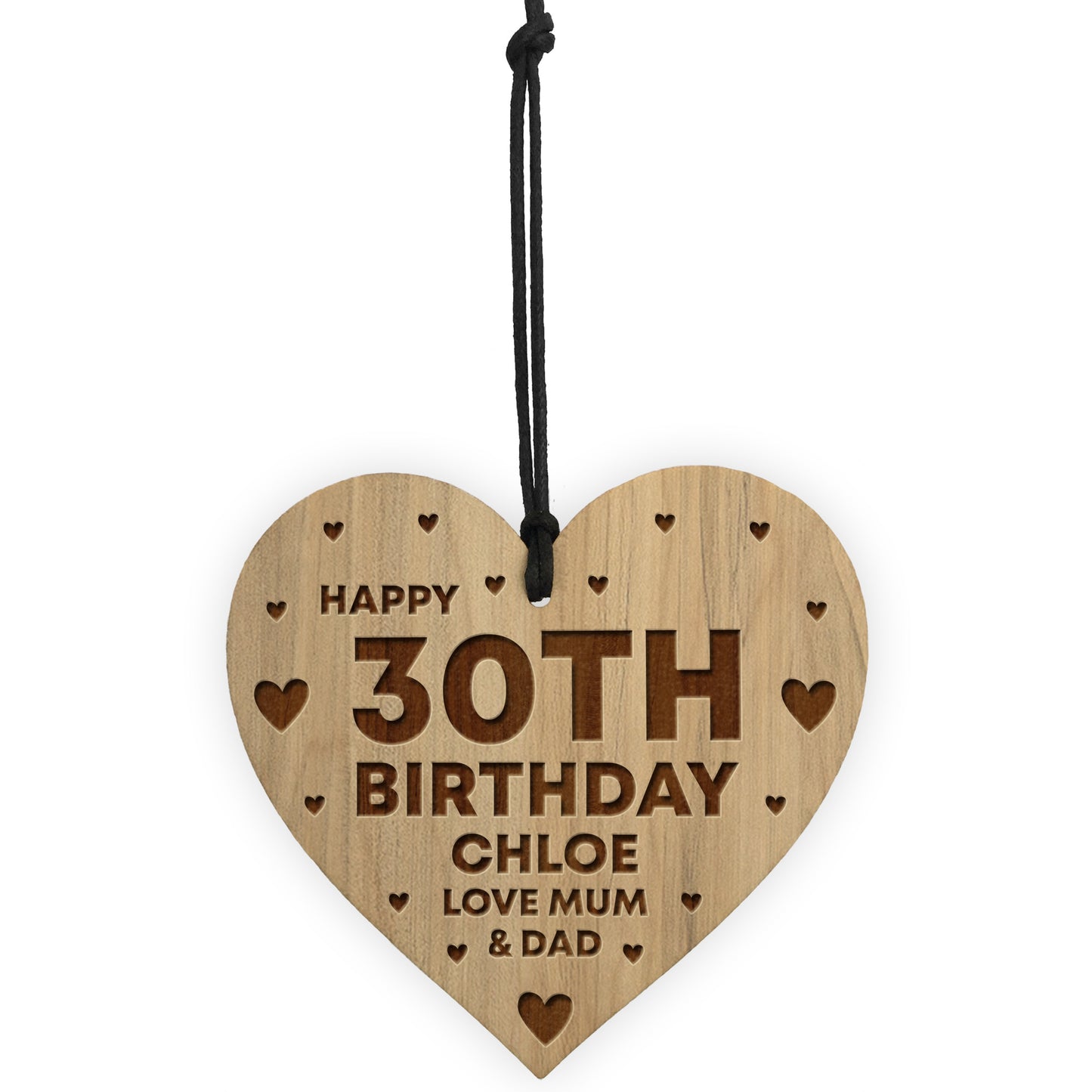 30th Birthday Gift For Daughter Wood Heart Personalised Friend