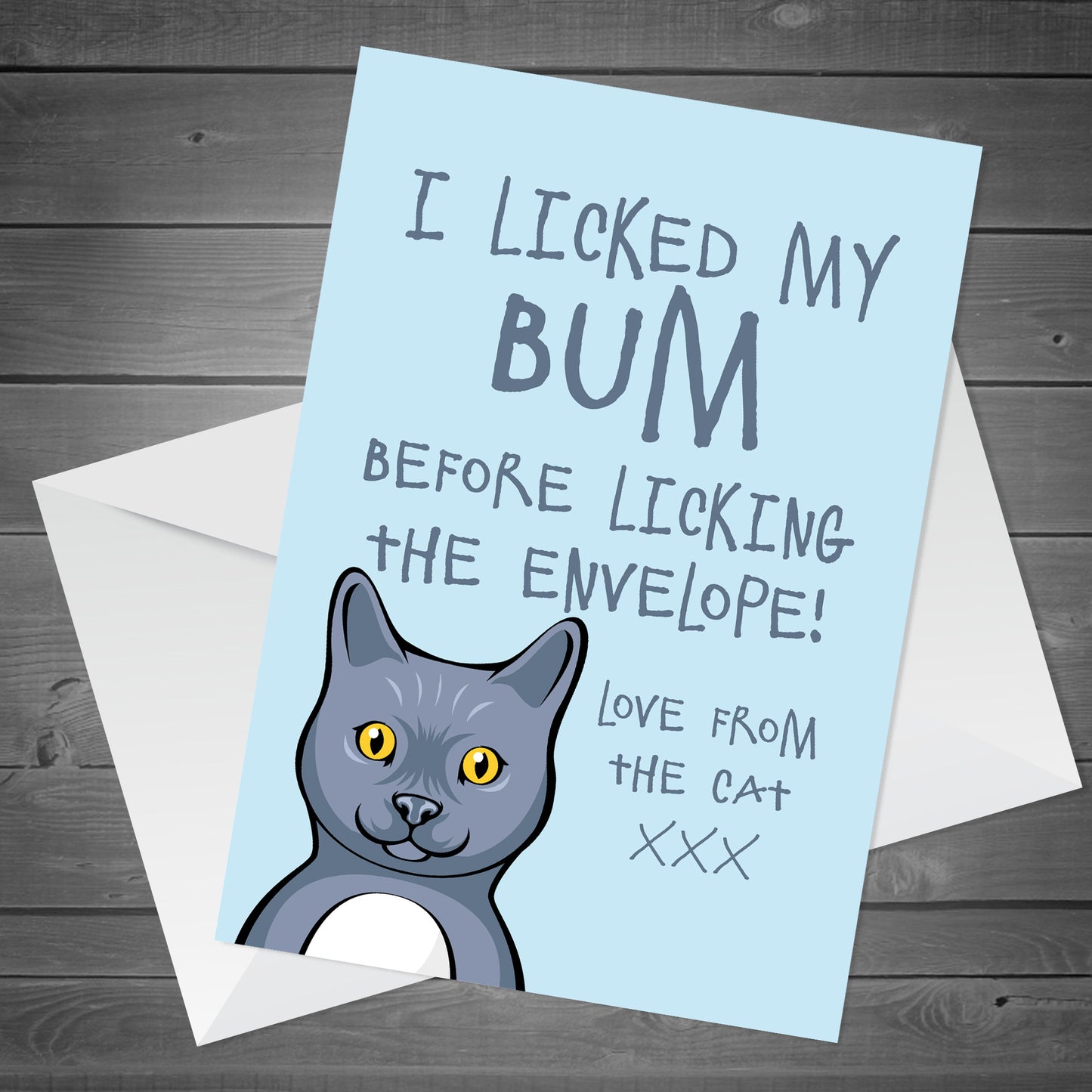Funny Cat Birthday Card and Wooden Heart Birthday Gift From Cat
