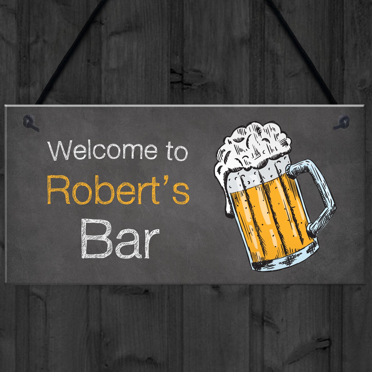 BEER Sign Personalised Home Bar Man Cave Shed Hanging Plaque
