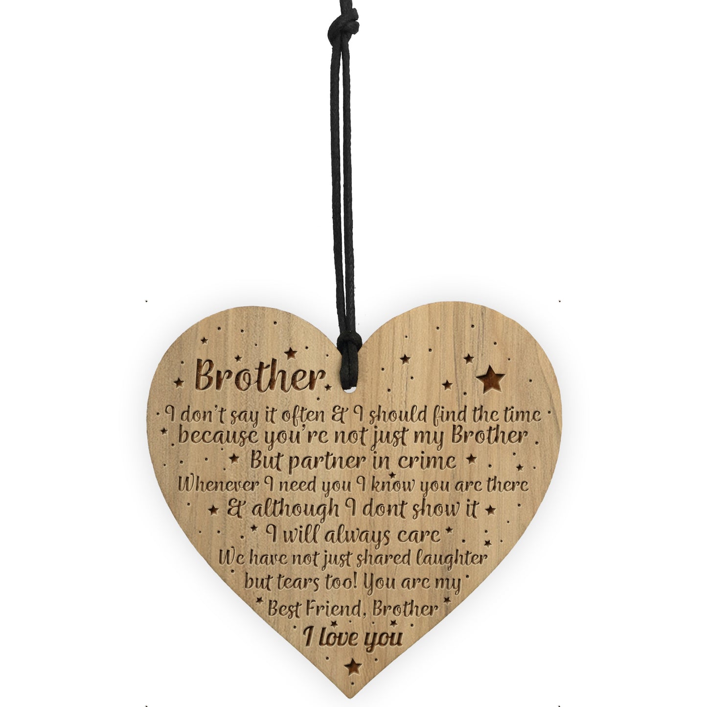 Brother Gifts From Sister Engraved Wooden Heart Birthday Gift