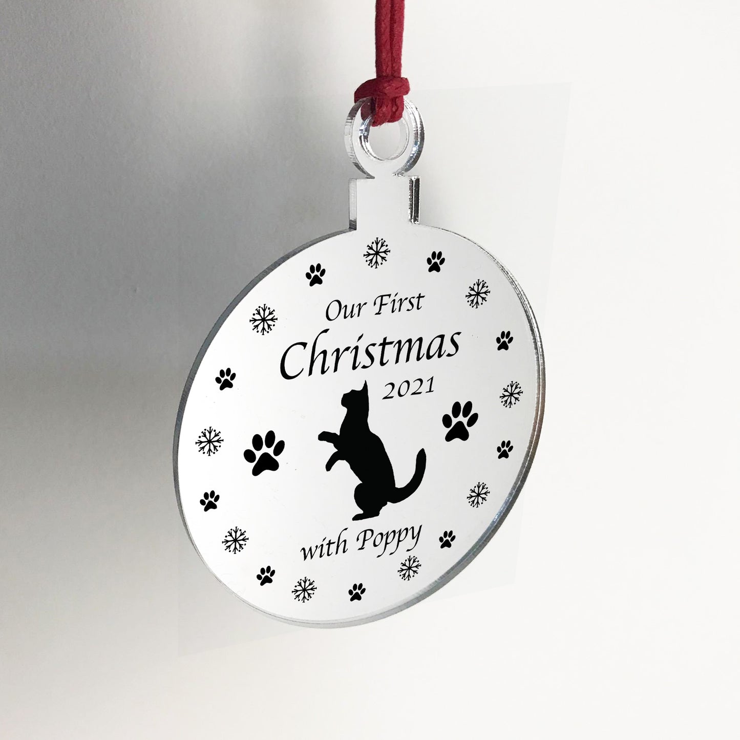 Our First Christmas With Cat Personalised Engraved Bauble