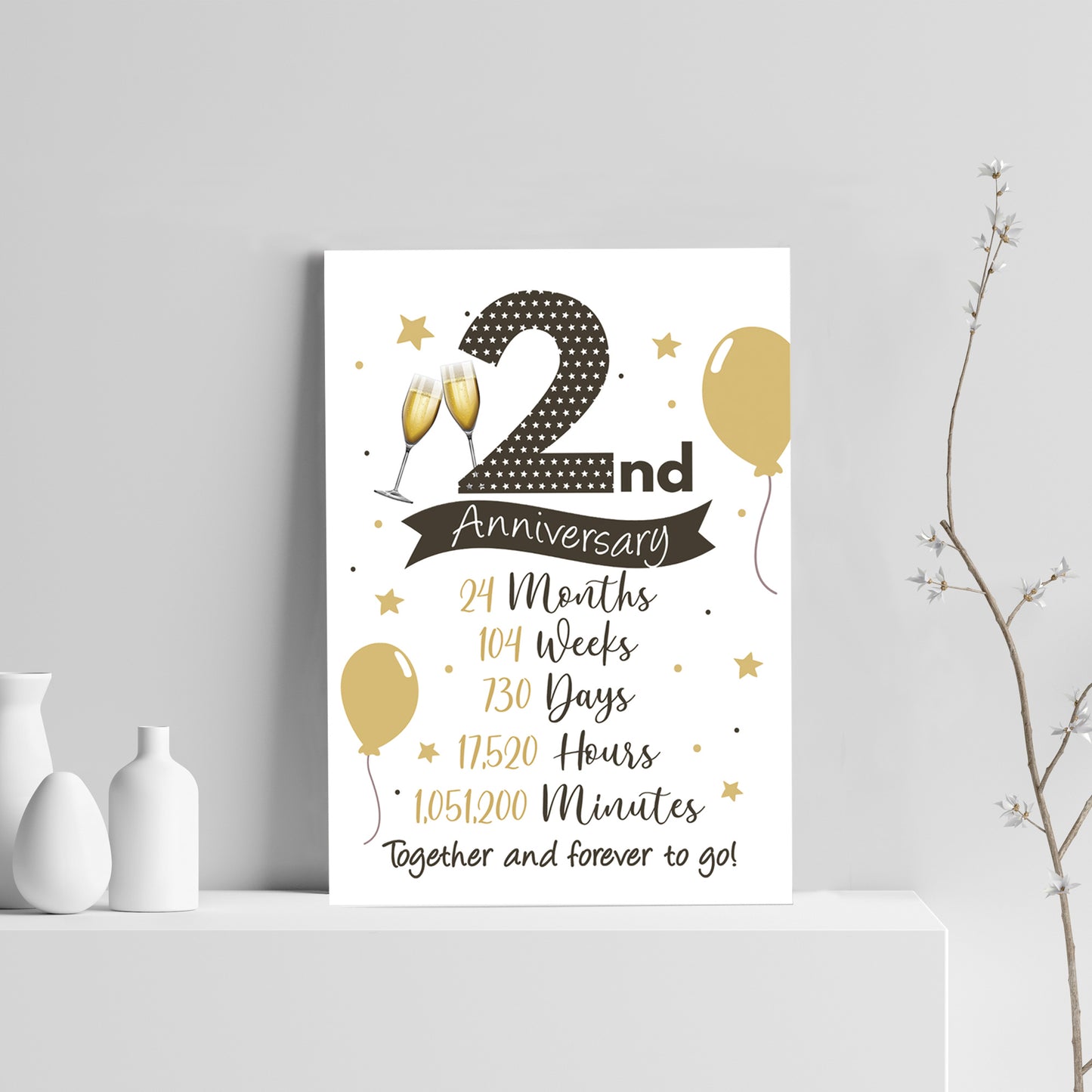 2nd Wedding Anniversary Gift Print Mr & Mrs Anniversary Gifts
