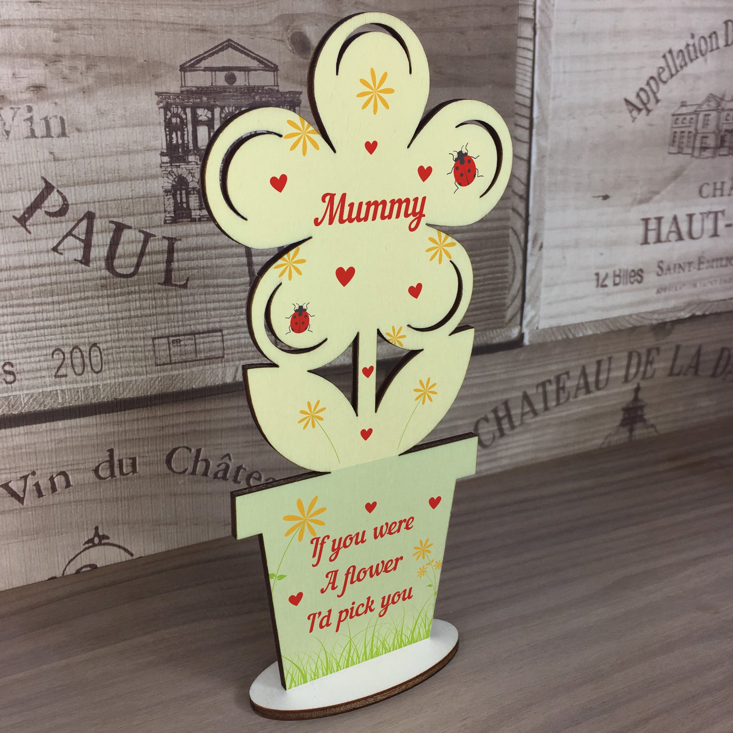 Cute Mothers Day Gift Mummy Plaque Wooden Flower Gift For Mummy