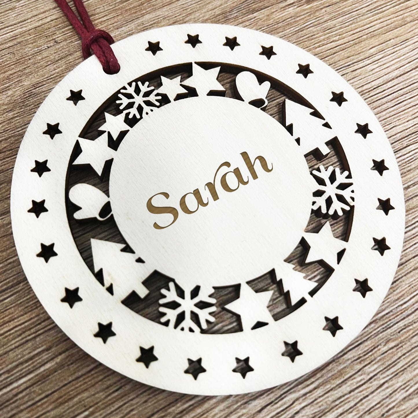 Christmas Tree Bauble Wooden Tree Ornament Gift For Daughter Son