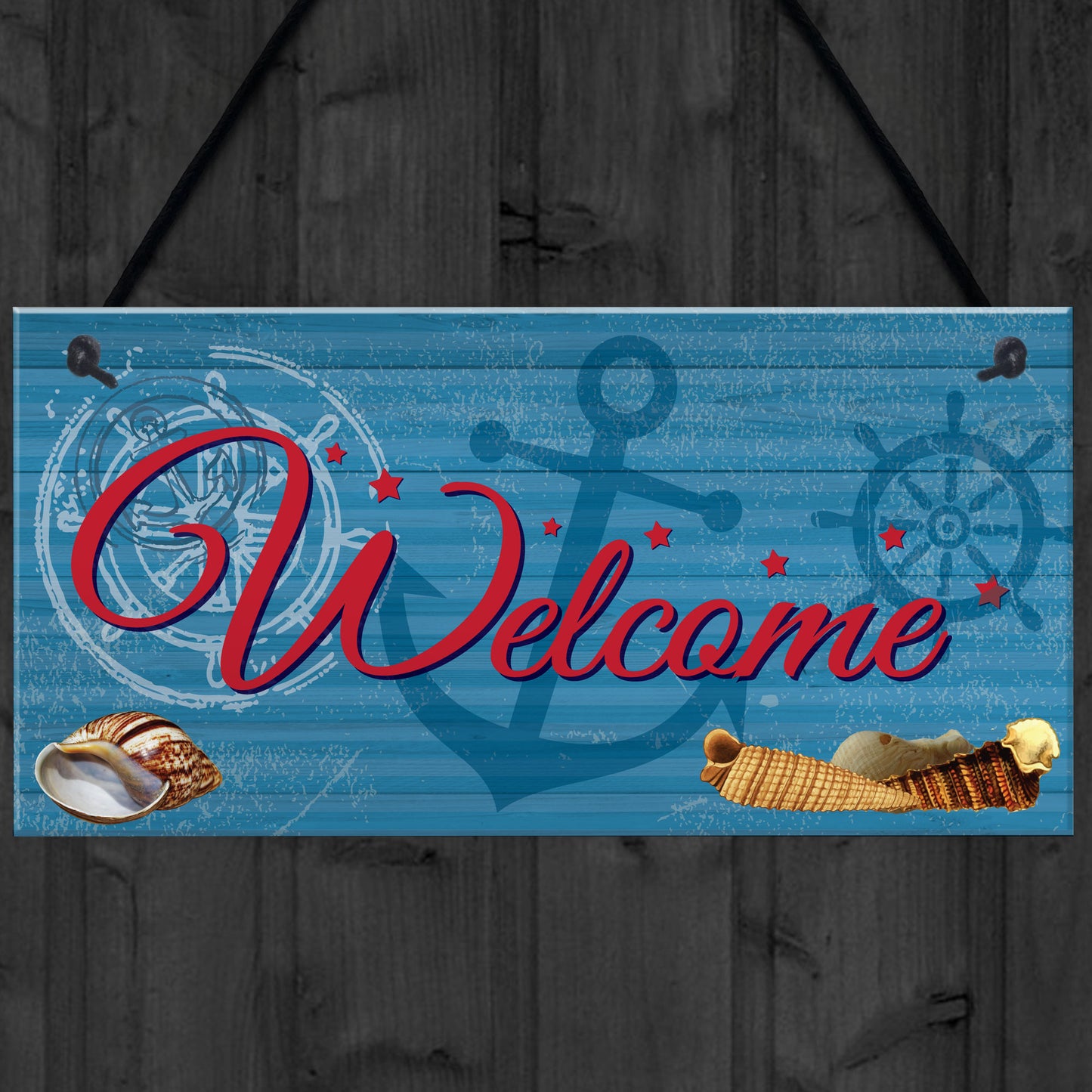 Welcome Nautical Seaside Marine Themed Home Gift Hanging Plaque
