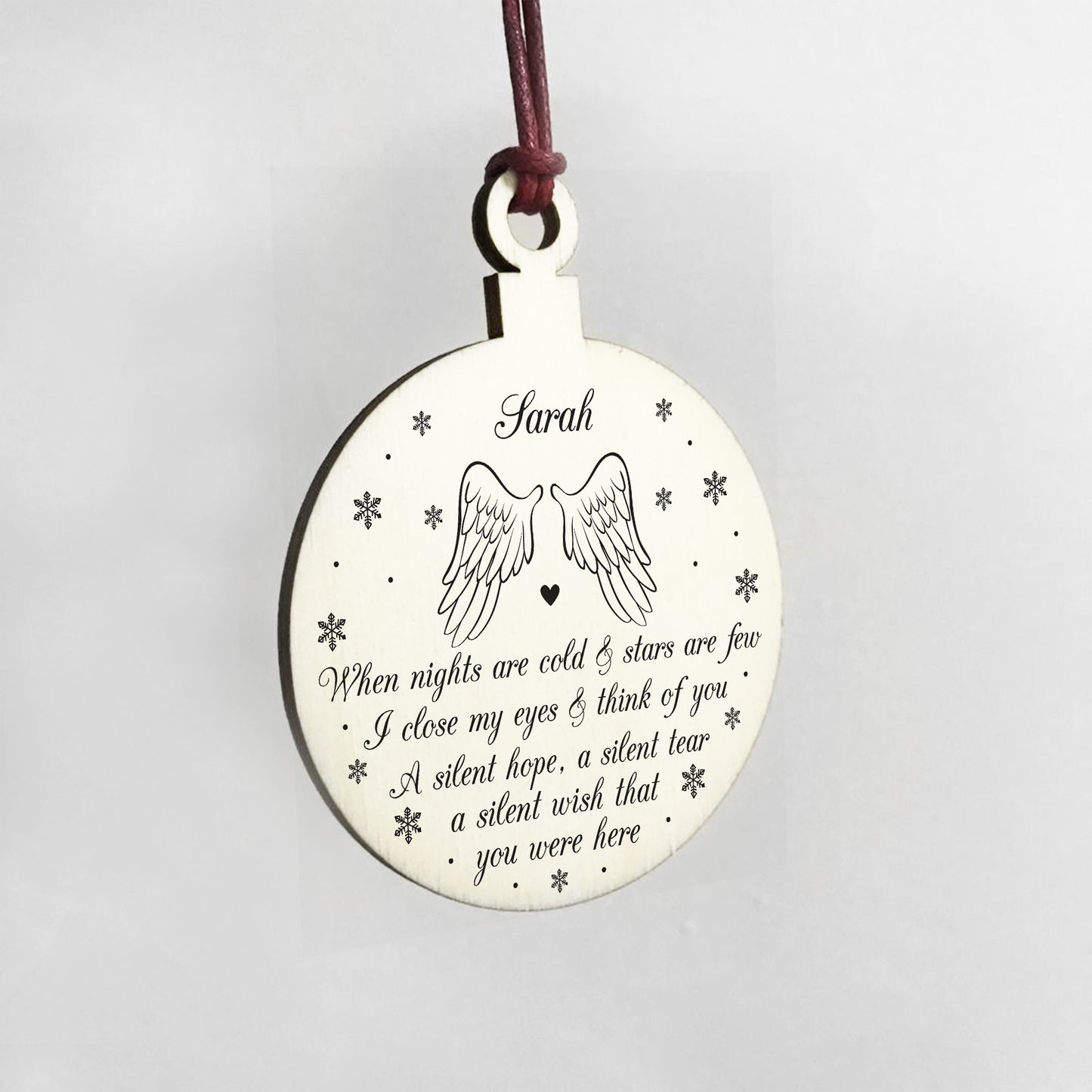 PERSONALISED Memorial Gift For Christmas Tree Wood Bauble