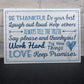 Be Thankful Family Rules Wall Plaque New Home Kitchen Friendship