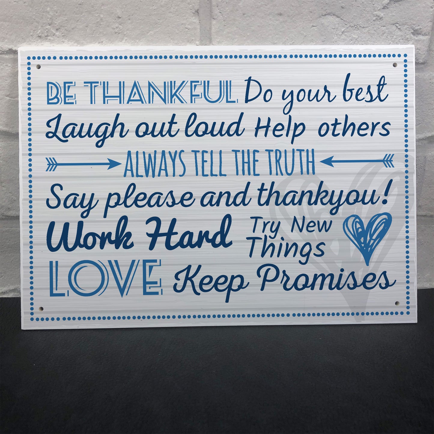 Be Thankful Family Rules Wall Plaque New Home Kitchen Friendship