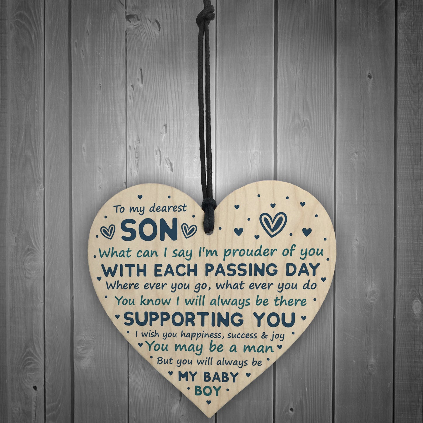 Christmas Card For Son Wooden Heart Gift From Mum and Dad