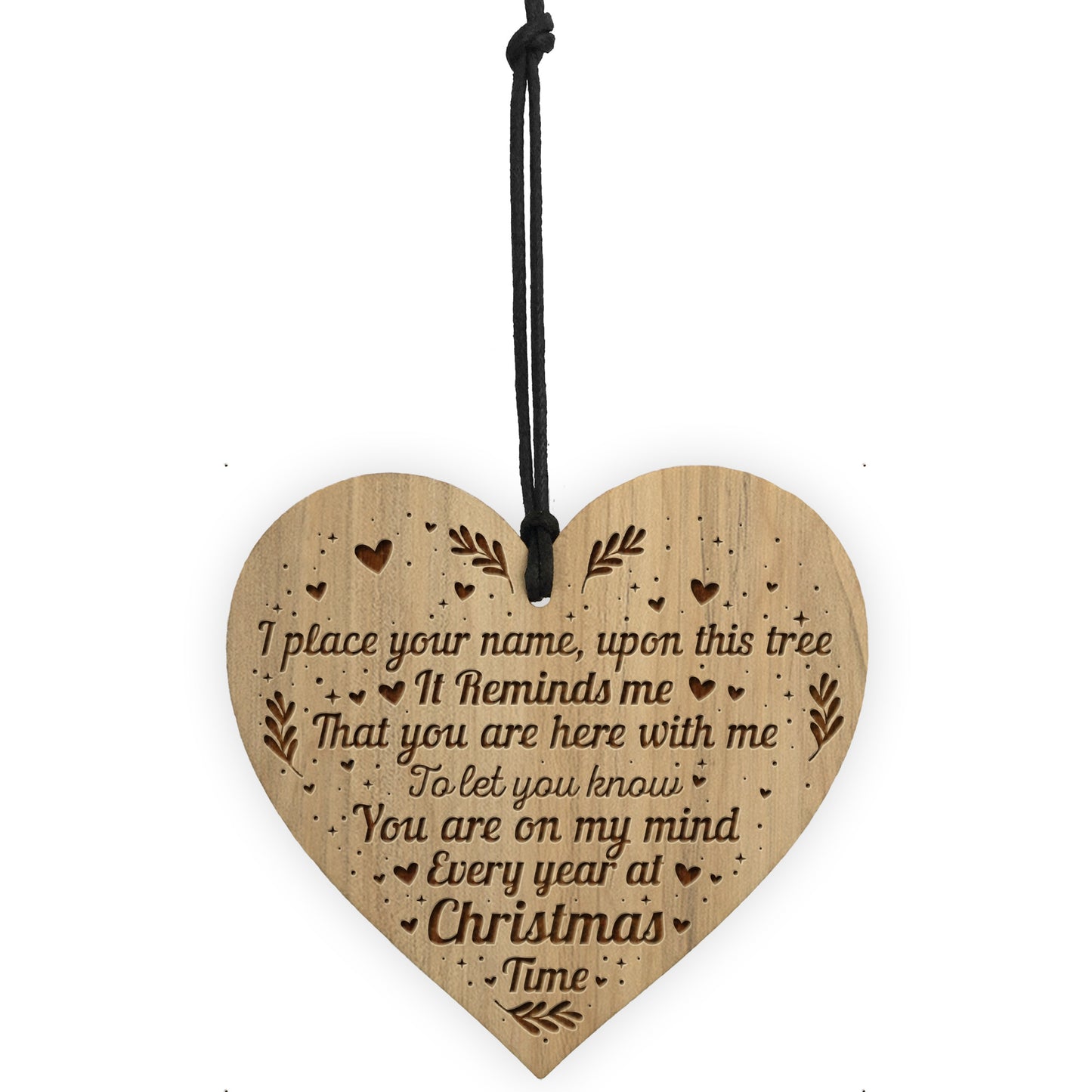 Wood Engraved Christmas Tree Decoration Hanging Bauble Family