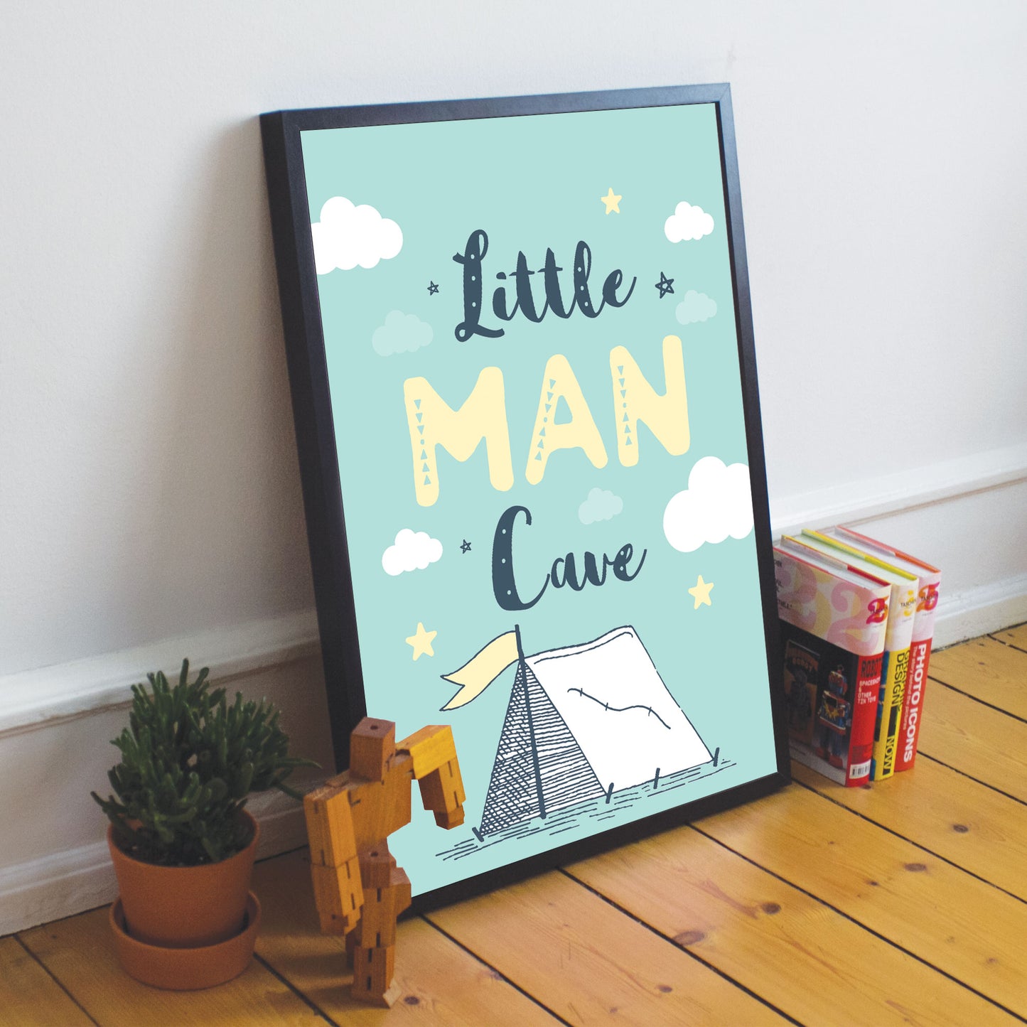 Little Man Cave Blue Nursery Framed Prints / Boys Bedroom Decor