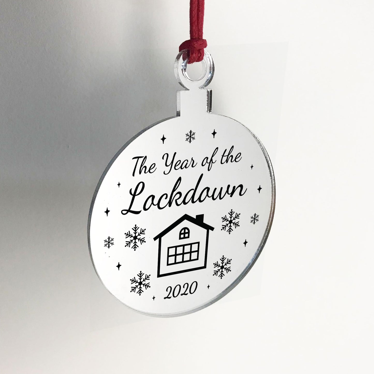 Year Of The Lockdown Gift Engraved Mirror Bauble Christmas Decor