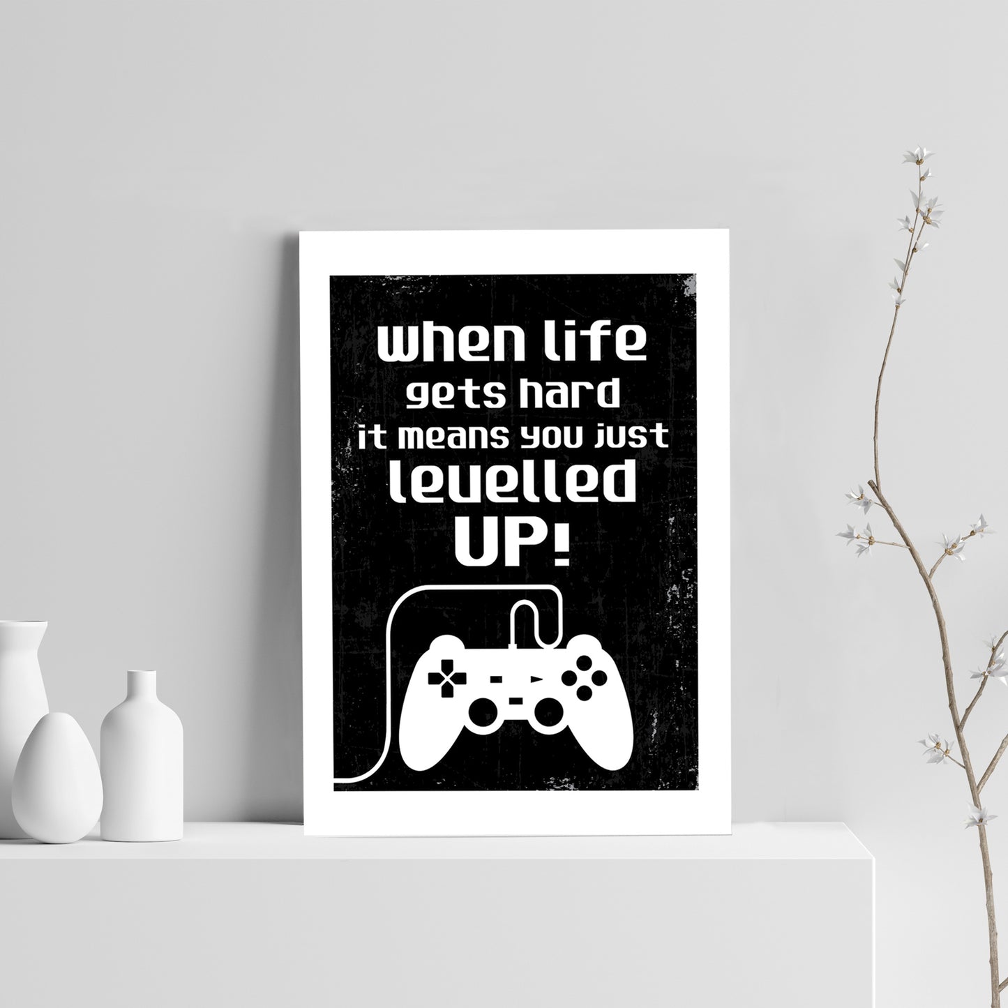 Levelled Up Funny Gaming Sign For Boys Bedroom Man Cave Print