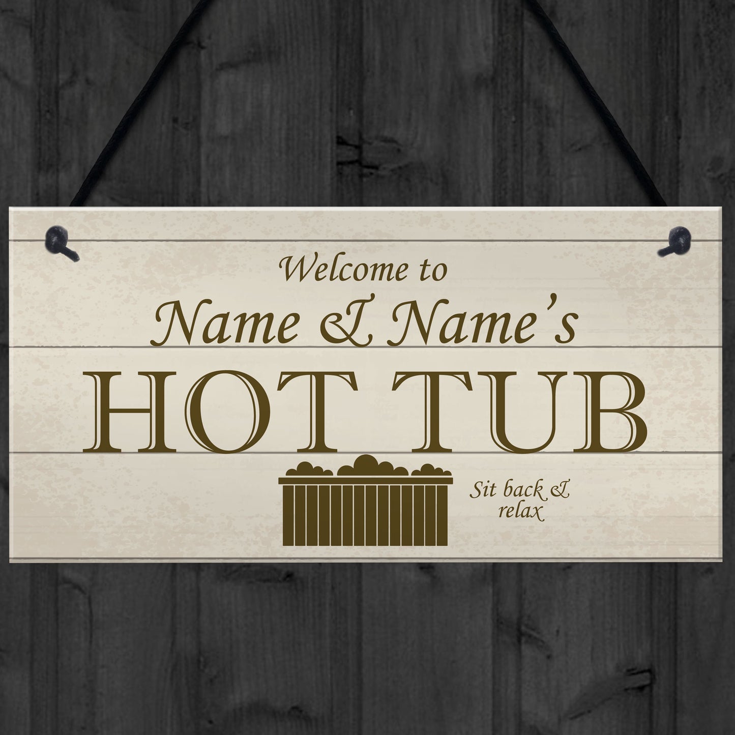 Shabby Chic HOT TUB Sign Personalised Garden Shed Summerhouse