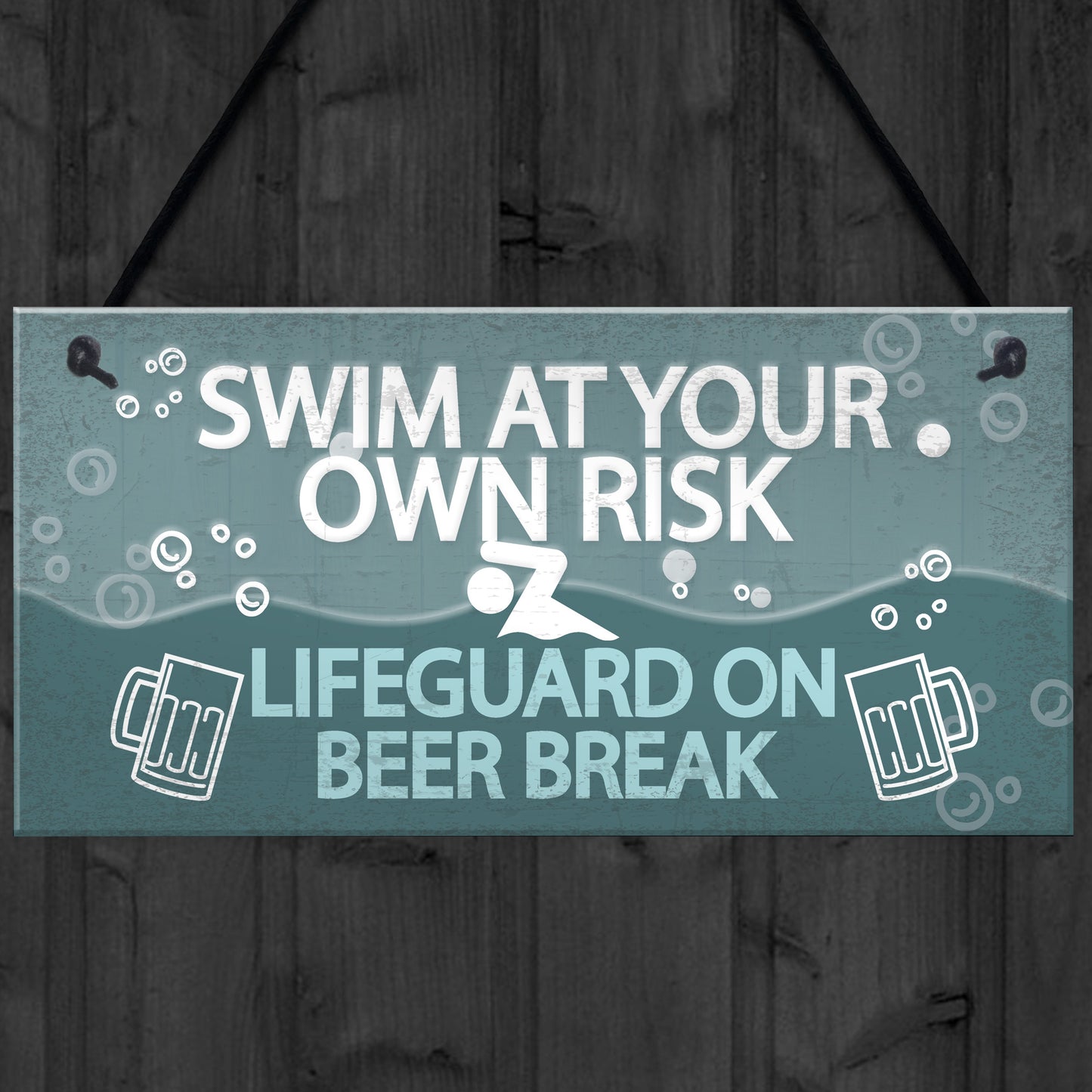 Funny Swim At Own Risk Hot Tub Pool Jacuzzi Garden Shed Plaque