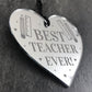 BEST TEACHER EVER Gift Engraved Heart Thank You Gift For Teacher