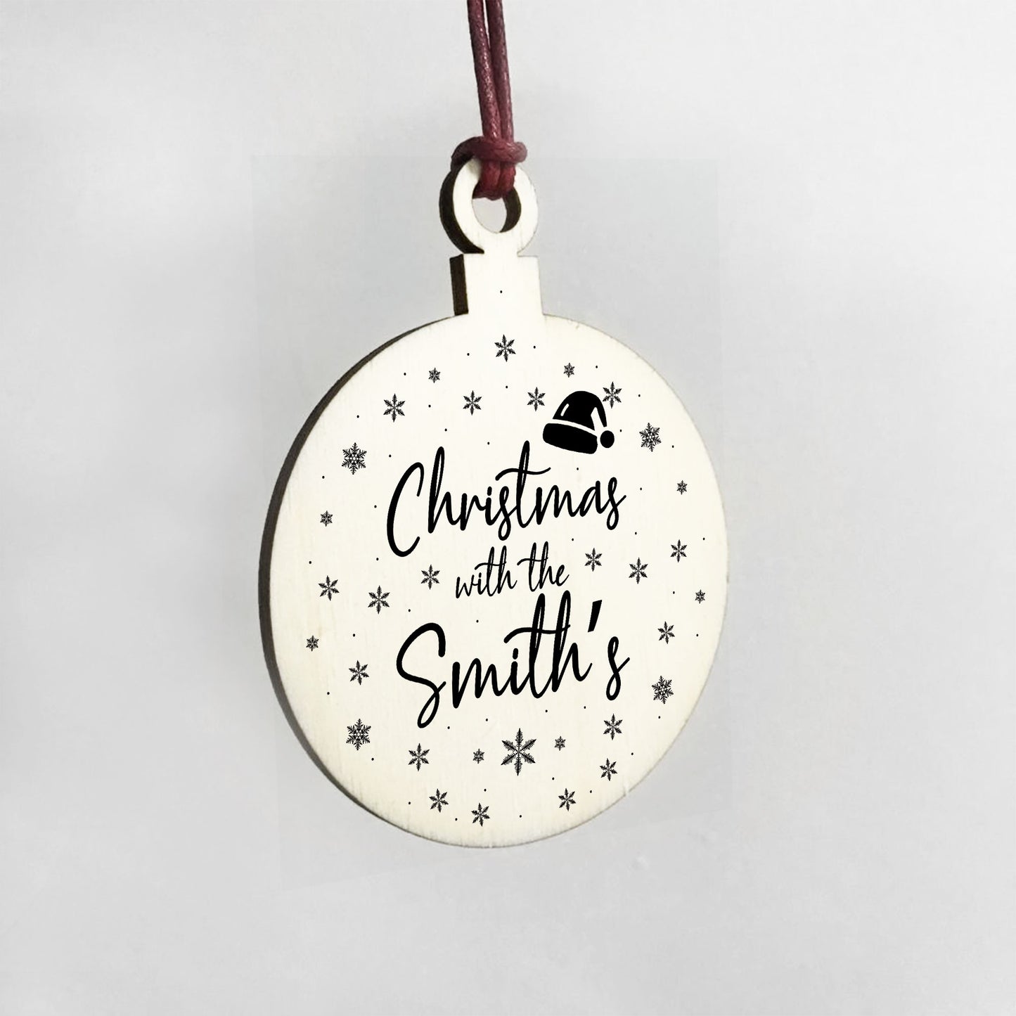 Personalised Christmas With The Any Surname Wood Tree Decoration